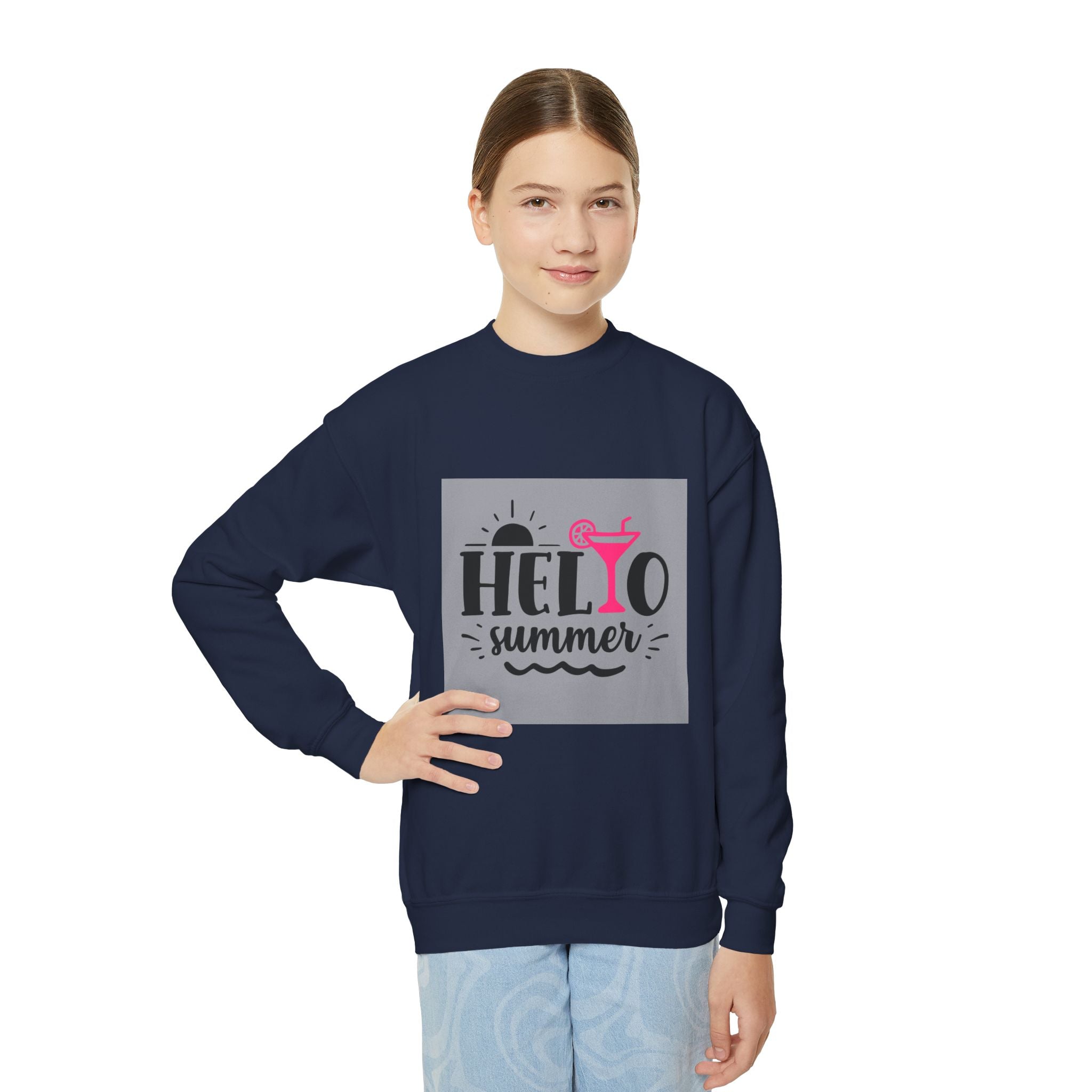 Hello Summer Youth Crewneck Sweatshirt - Fun Casual Wear for Kids