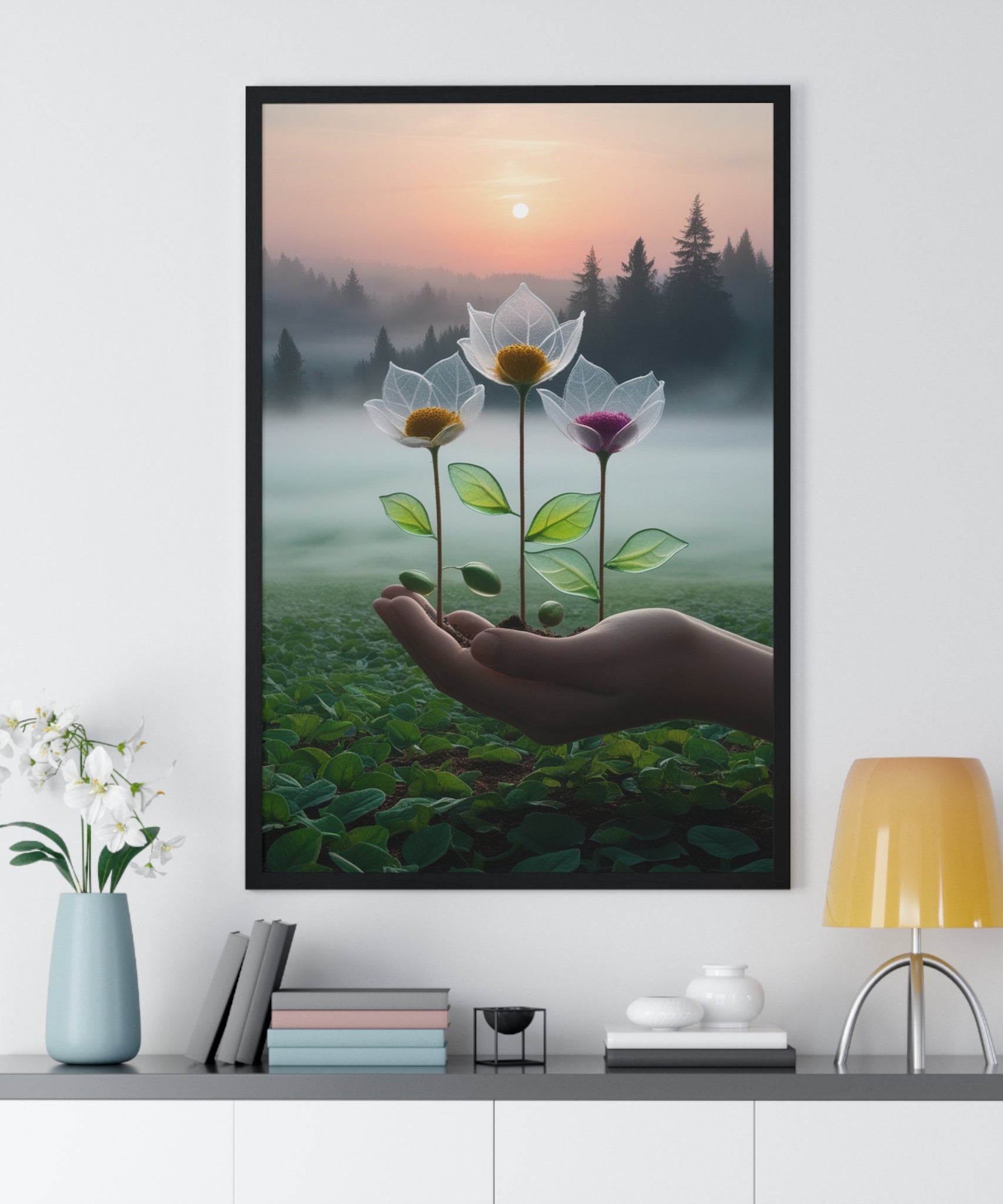 Nature Botanical Vertical Framed Poster, Serene Floral Wall Art, Inspirational Home Decor, Botanical Print, Gift for Garden Lovers - Gallory Hive