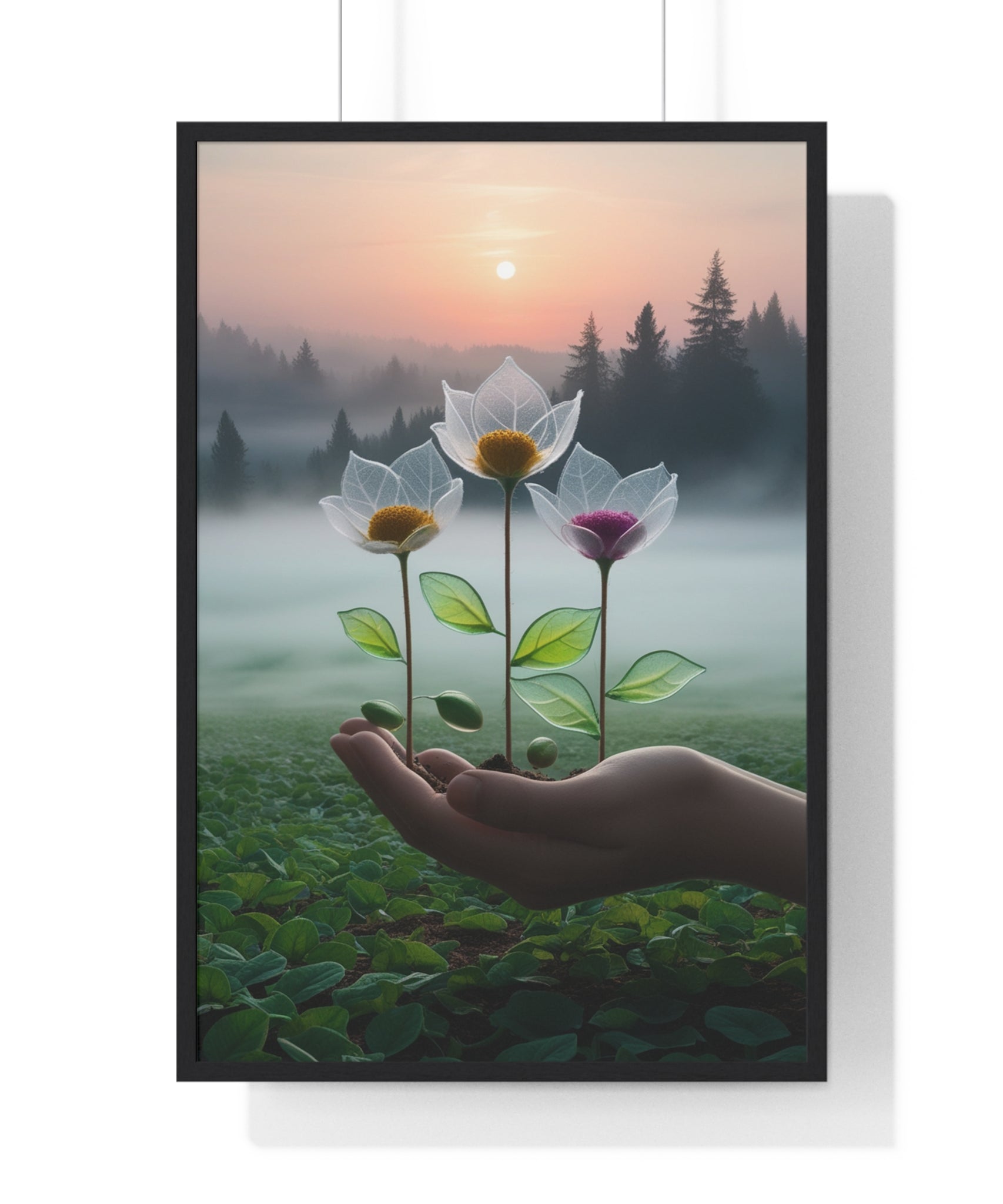 Nature Botanical Vertical Framed Poster, Serene Floral Wall Art, Inspirational Home Decor, Botanical Print, Gift for Garden Lovers - Gallory Hive