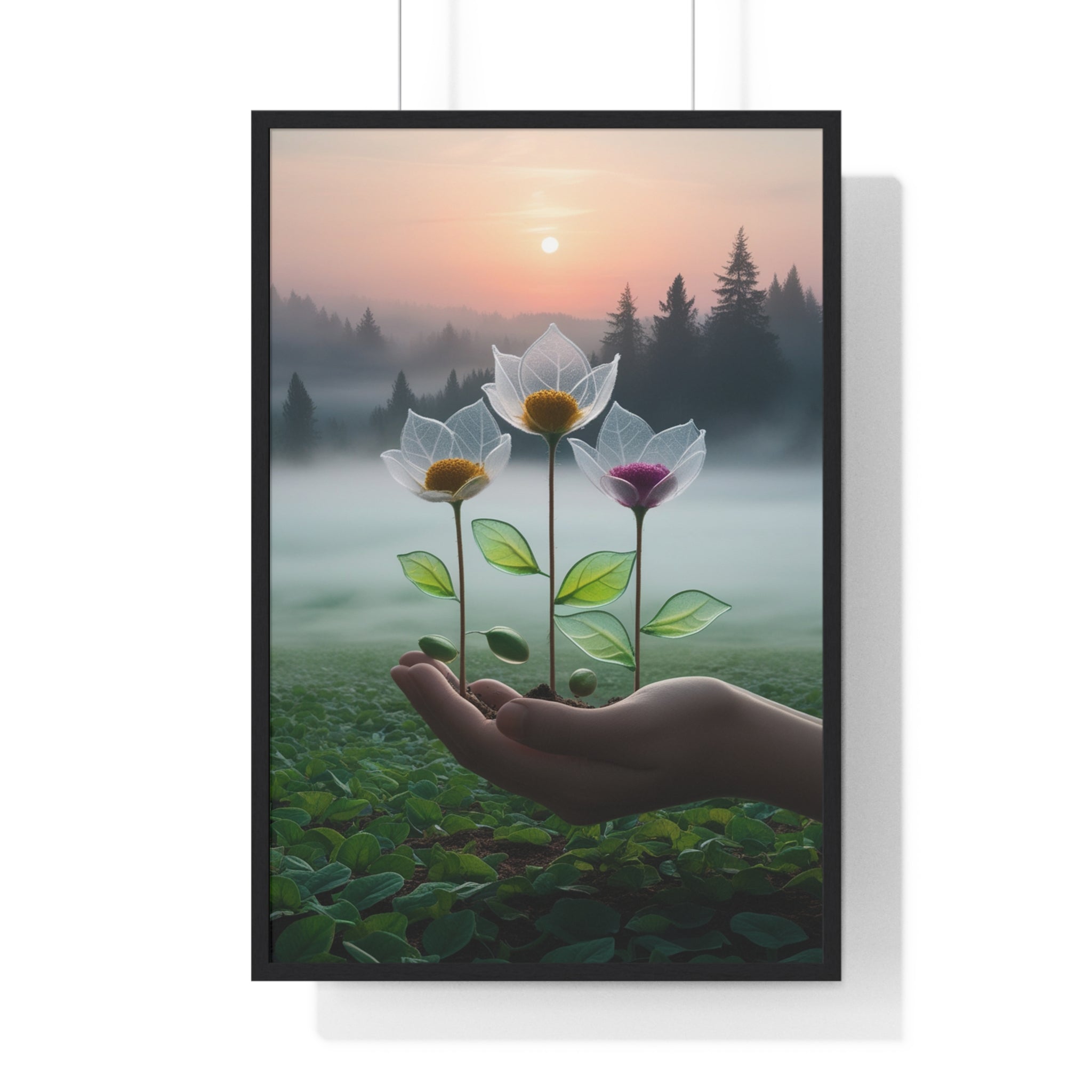 Nature Botanical Vertical Framed Poster, Serene Floral Wall Art, Inspirational Home Decor, Botanical Print, Gift for Garden Lovers