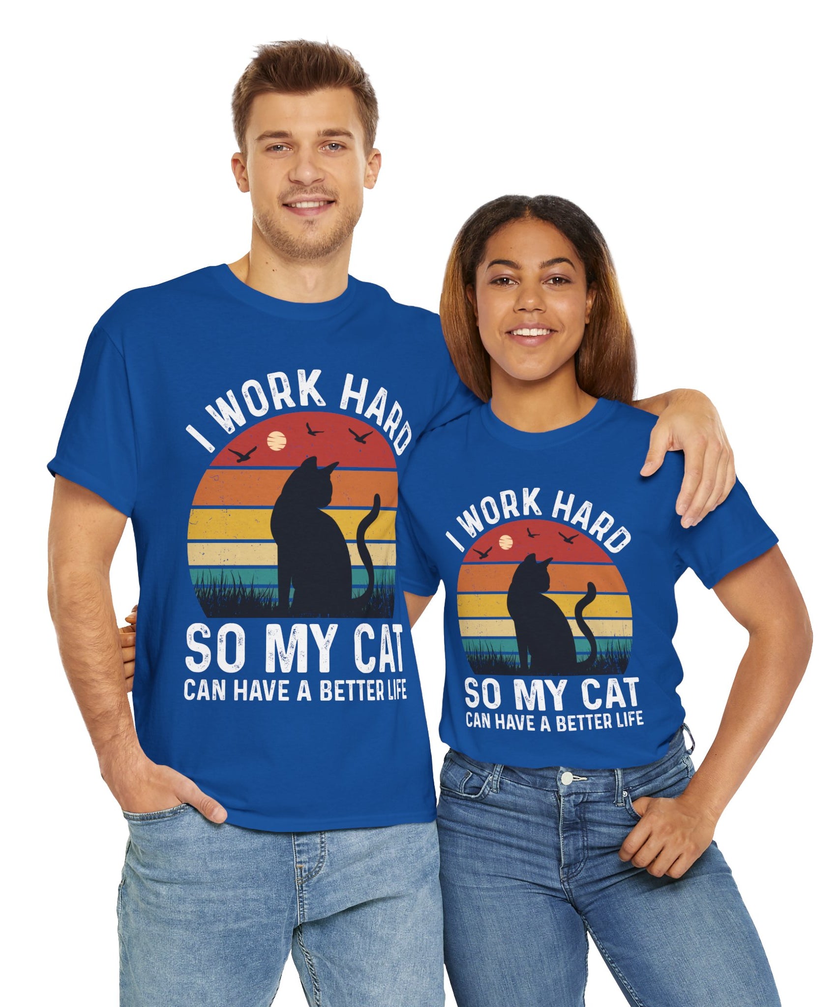 Retro Cat Lover Tee - Work Hard for My Pet