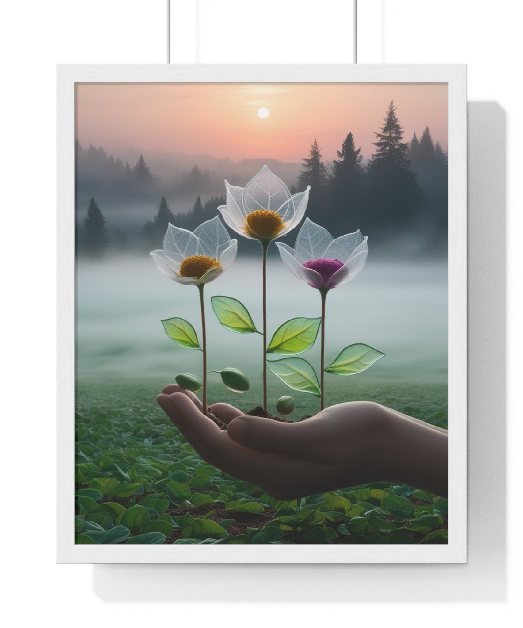 Nature Botanical Vertical Framed Poster, Serene Floral Wall Art, Inspirational Home Decor, Botanical Print, Gift for Garden Lovers - Gallory Hive