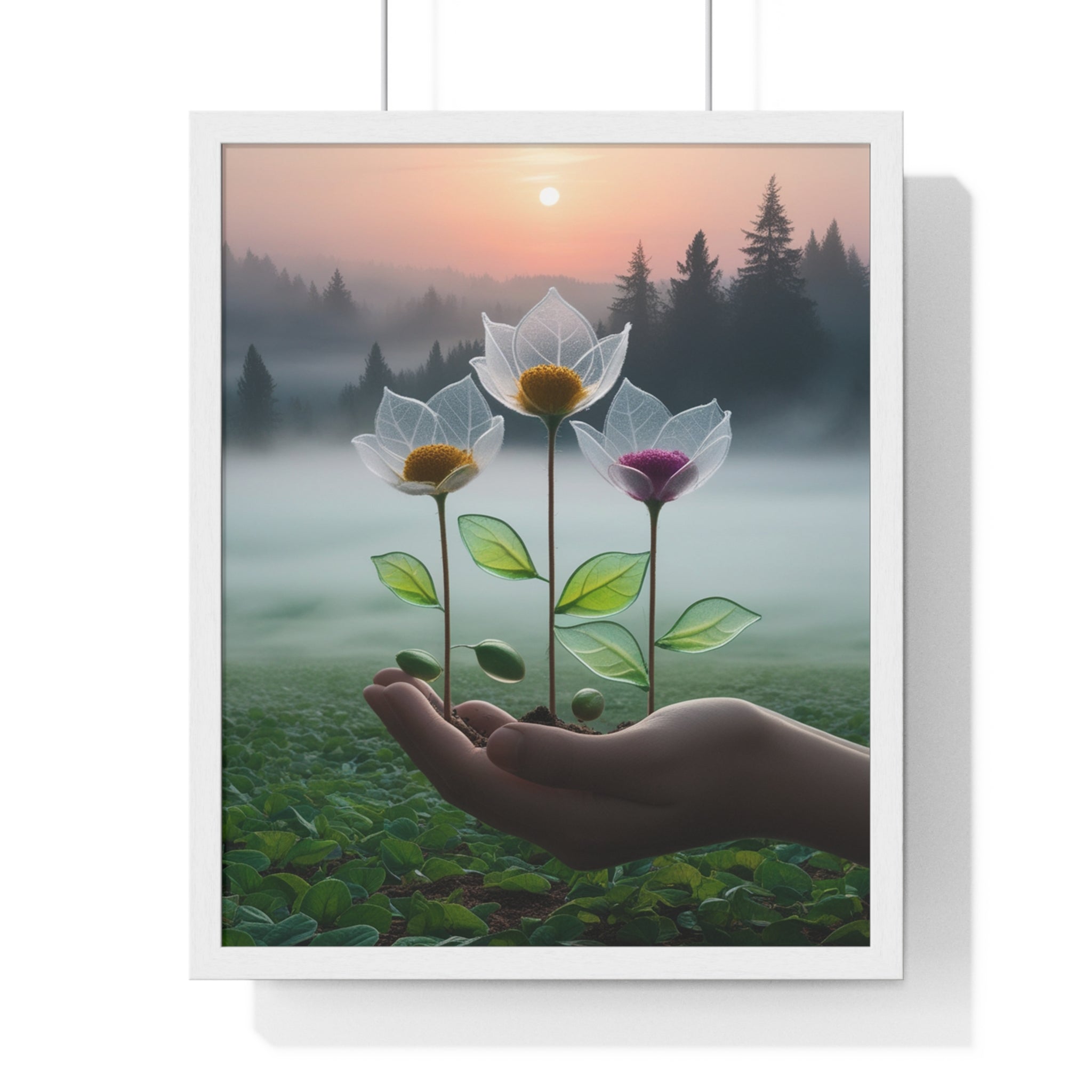 Nature Botanical Vertical Framed Poster, Serene Floral Wall Art, Inspirational Home Decor, Botanical Print, Gift for Garden Lovers