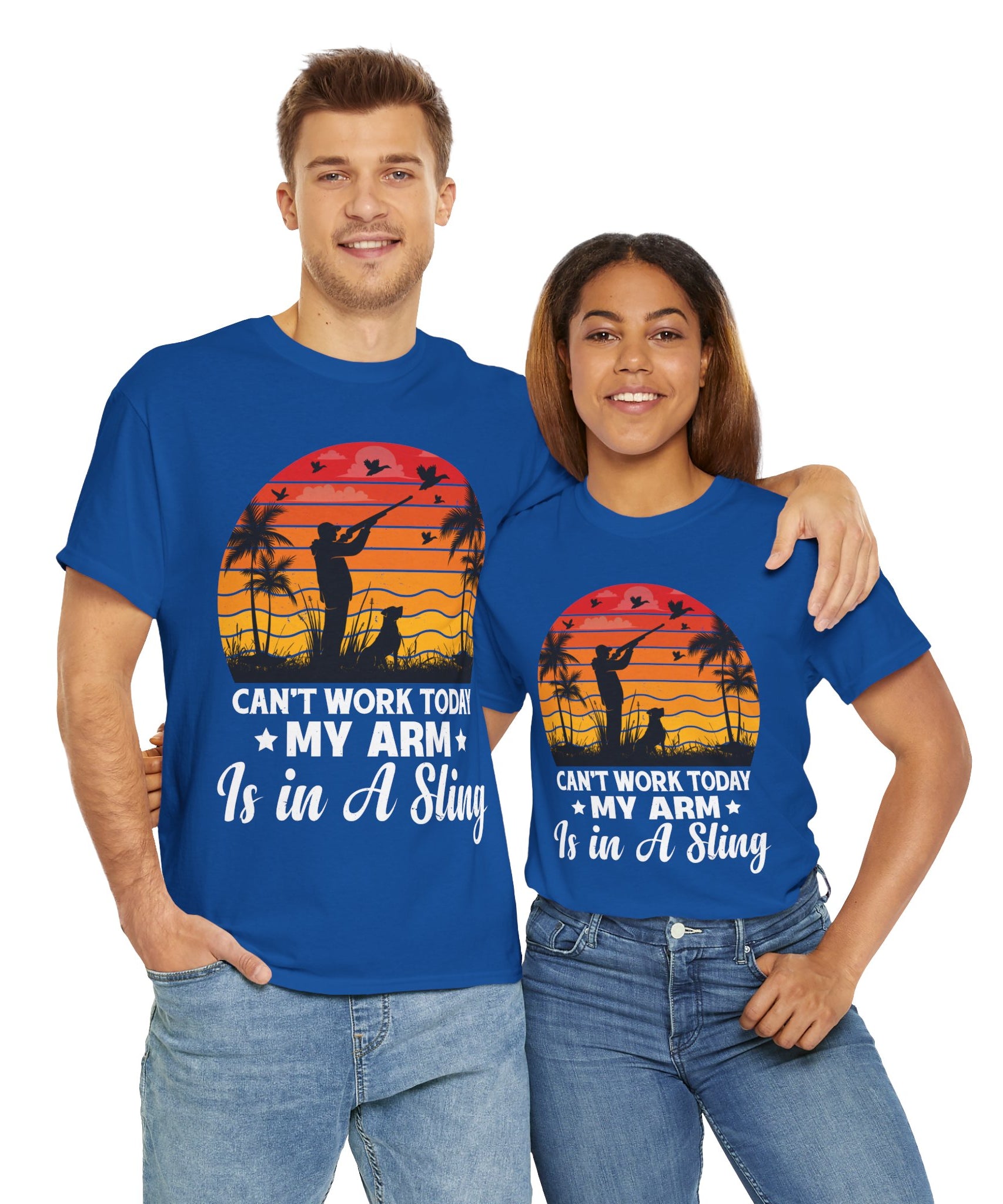 Hunter & Dog Tee – Retro Sunset Scene