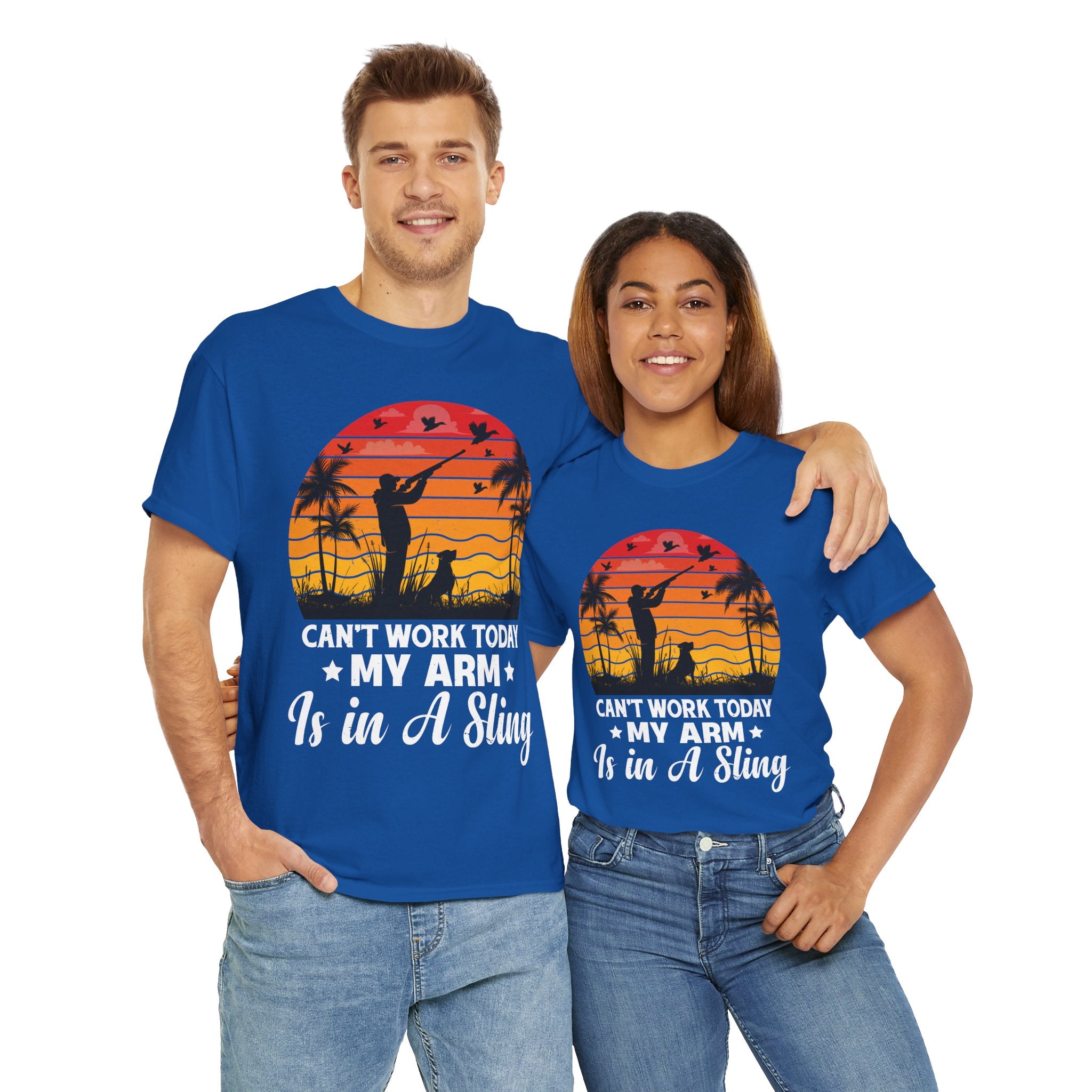Hunter & Dog Tee – Retro Sunset Scene