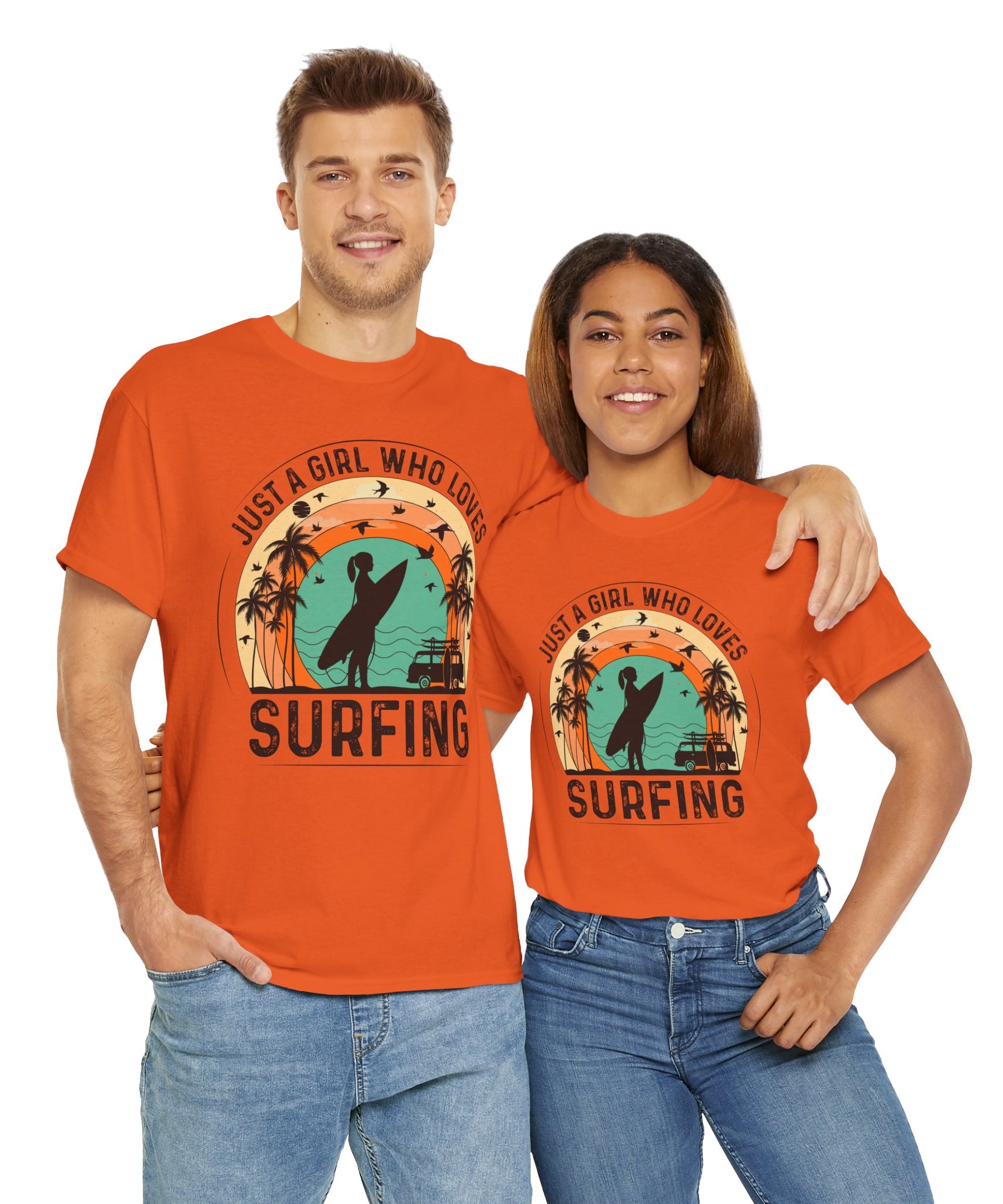 Beach Girl Surfing Retro Tee