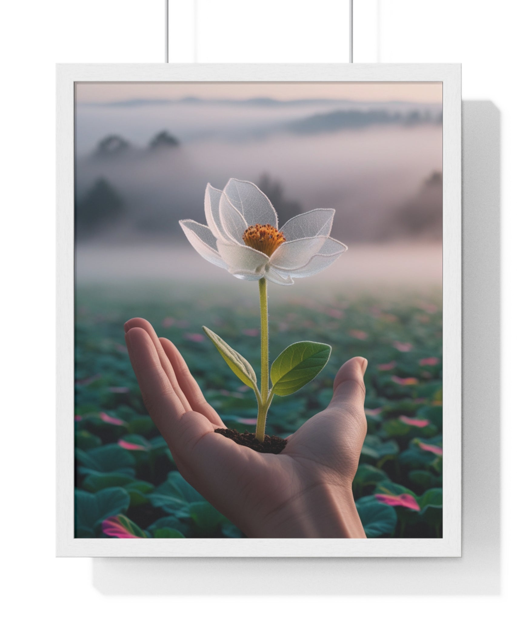 Framed Poster, Serene Floral Wall Art, Nature Print, Gift for Garden Lovers, Motivational Decor, Vertical Art Print - Gallory Hive