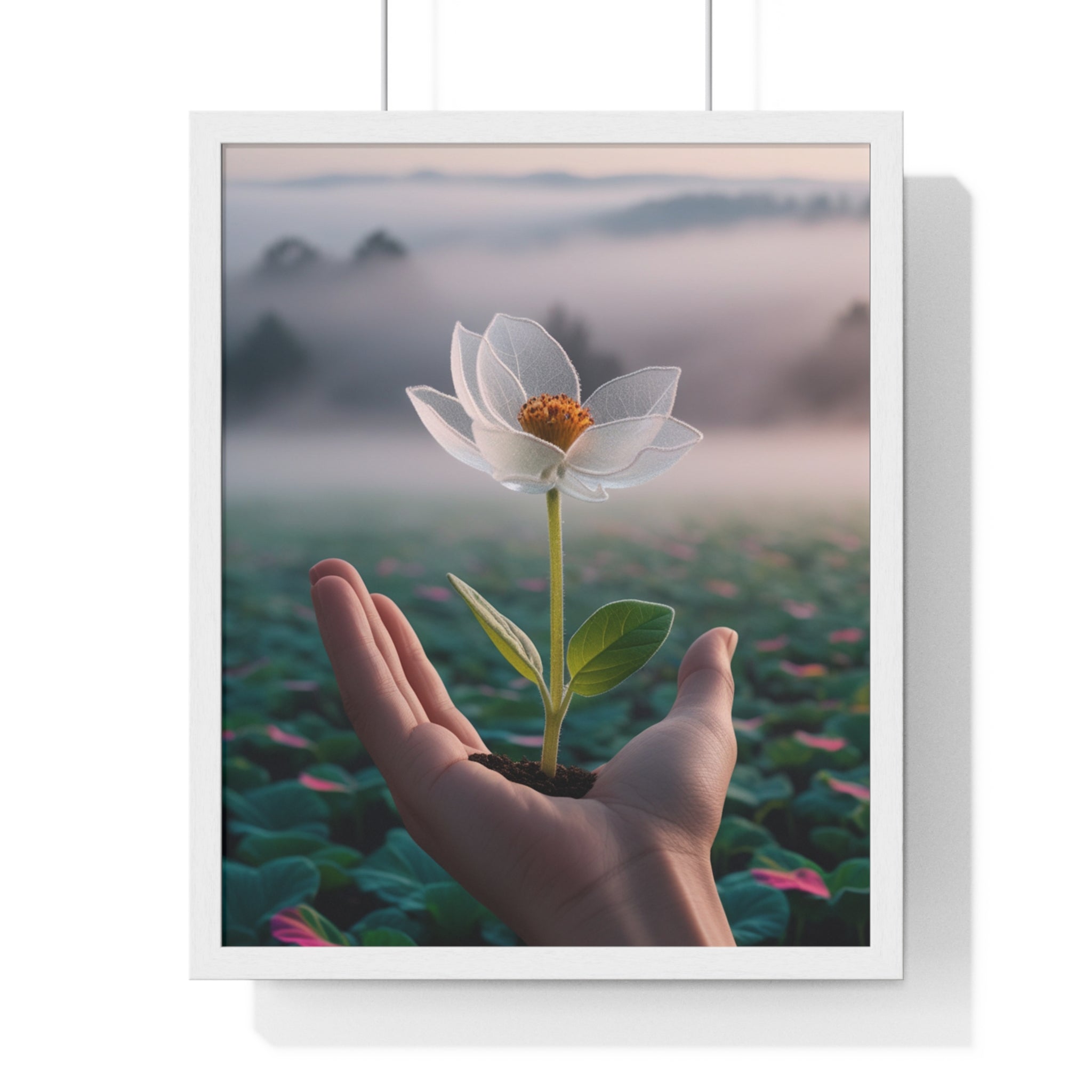 Framed Poster, Serene Floral Wall Art, Nature Print, Gift for Garden Lovers, Motivational Decor, Vertical Art Print