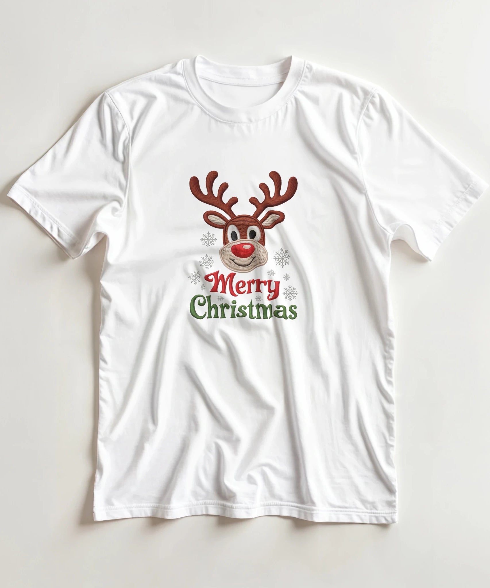 Festive Reindeer Merry Christmas Crewneck T-Shirt | Gallory Hive