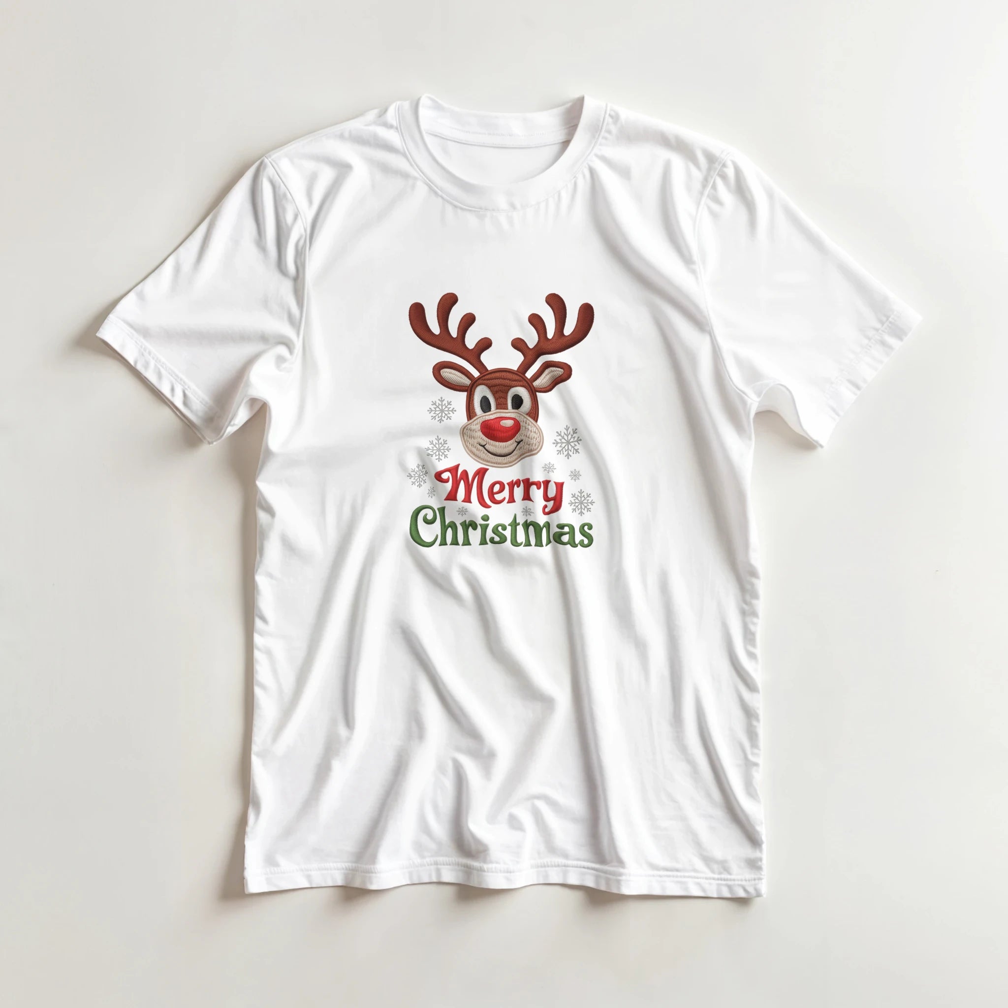 Festive Reindeer Merry Christmas Crewneck T-Shirt | Gallory Hive