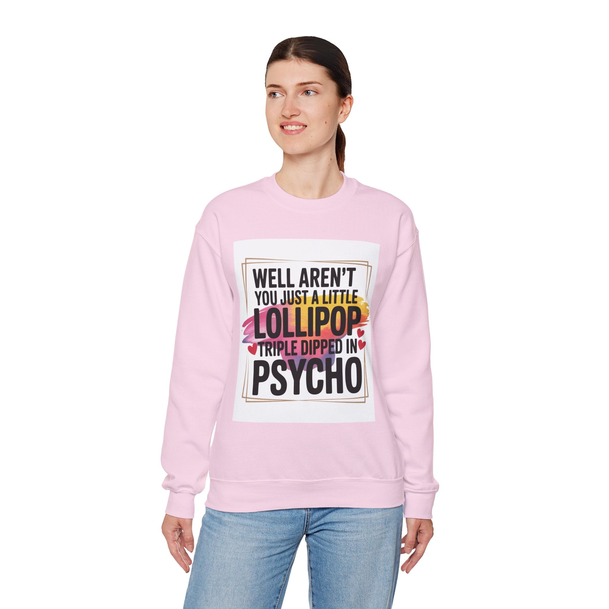 Psycho Lollipop Sweatshirt | Fun Casual Crewneck, Gift for Friends, Humor Apparel, Everyday Wear, Unique Fashion - Gallory Hive