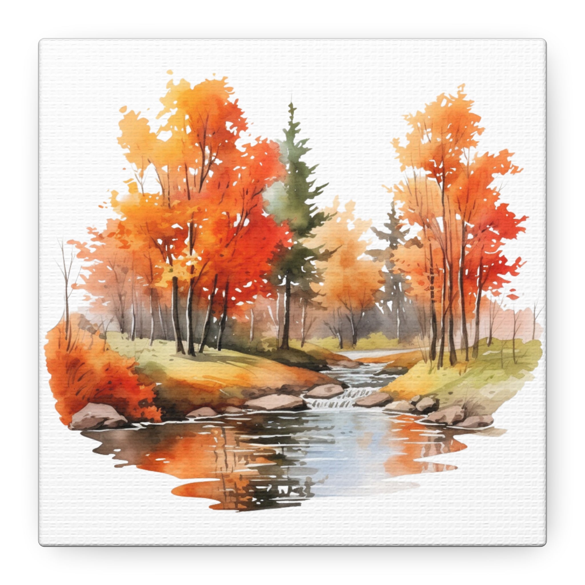 Autumn Forest Stream – Watercolor Nature Wall Art | Gallory Hive