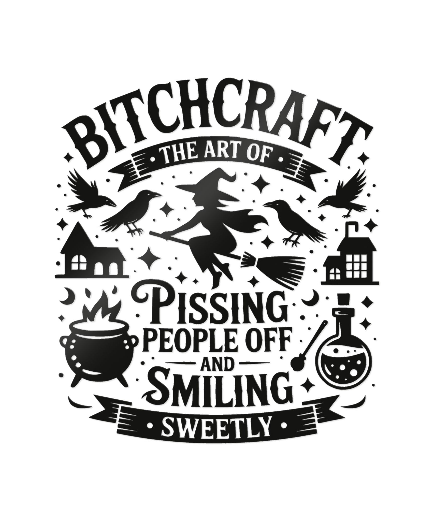 Die-Cut Stickers, Witchy Bitchcraft Decor - Halloween Gifts