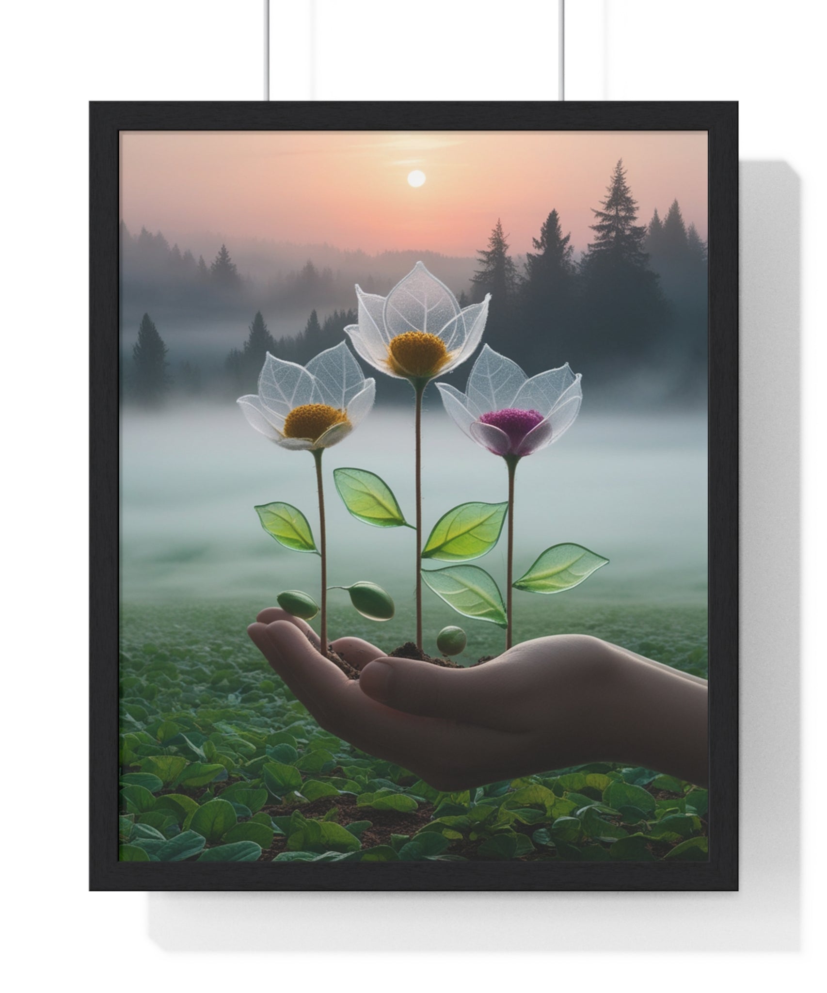 Nature Botanical Vertical Framed Poster, Serene Floral Wall Art, Inspirational Home Decor, Botanical Print, Gift for Garden Lovers - Gallory Hive