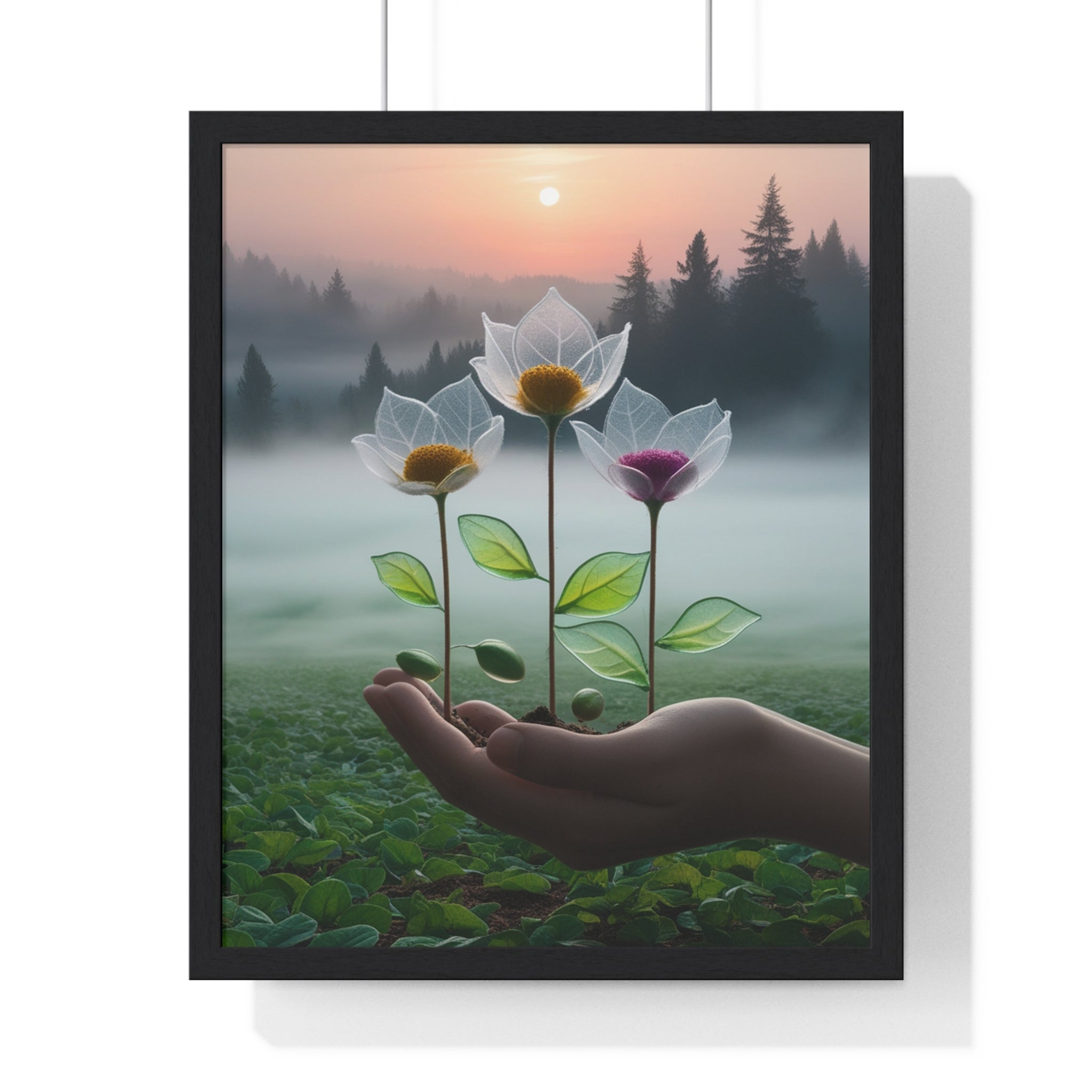 Nature Botanical Vertical Framed Poster, Serene Floral Wall Art, Inspirational Home Decor, Botanical Print, Gift for Garden Lovers