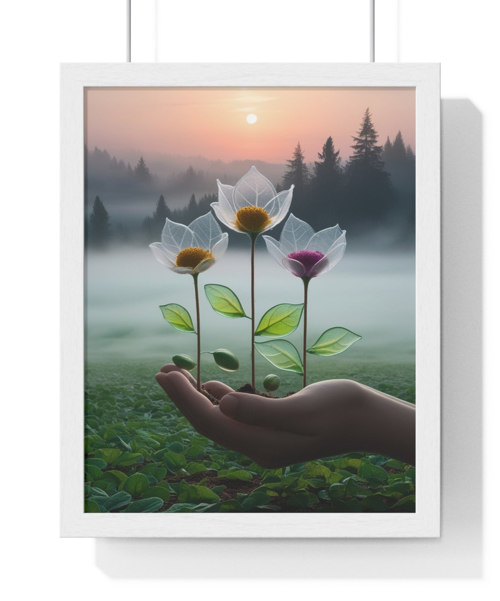 Nature Botanical Vertical Framed Poster, Serene Floral Wall Art, Inspirational Home Decor, Botanical Print, Gift for Garden Lovers - Gallory Hive