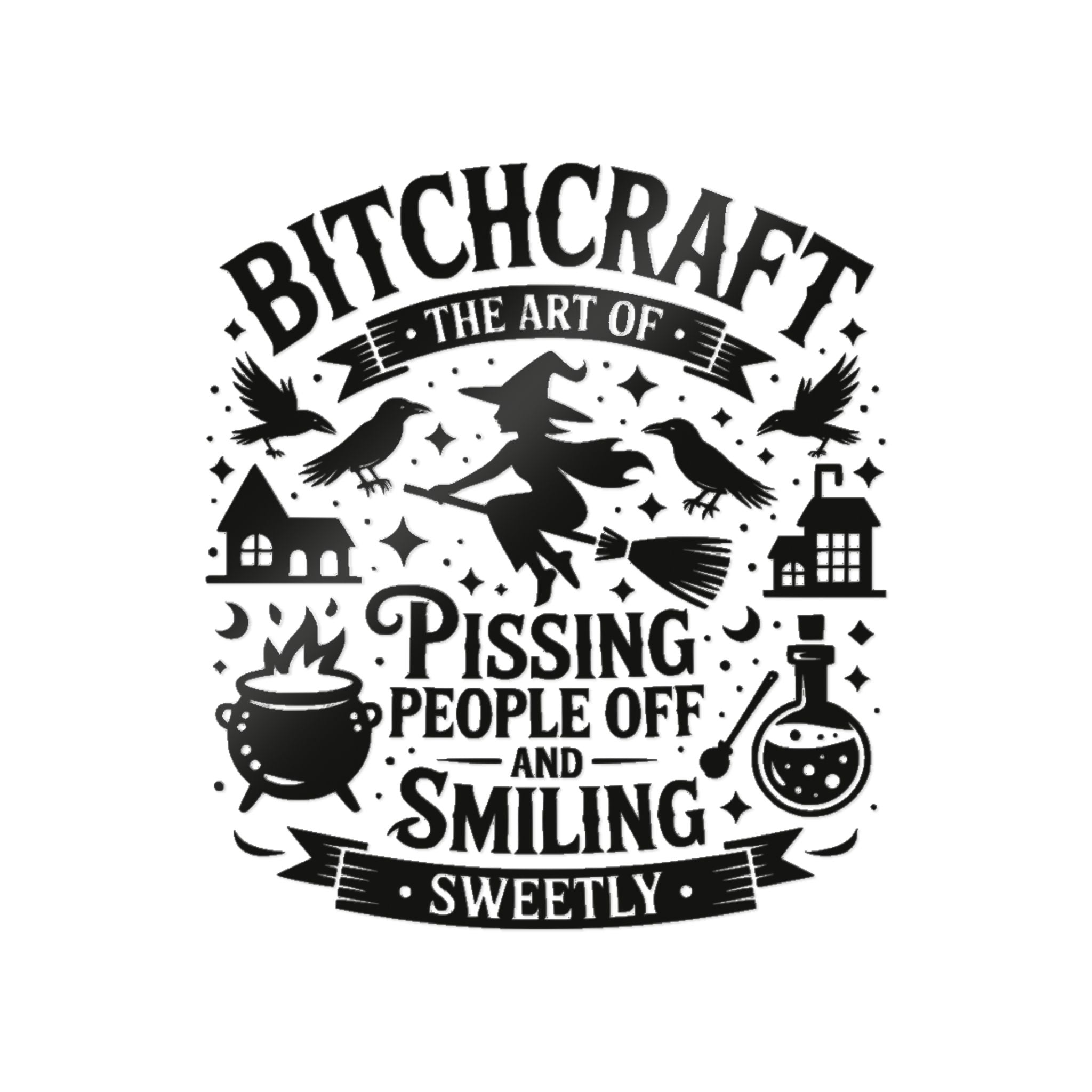 Die-Cut Stickers, Witchy Bitchcraft Decor - Halloween Gifts