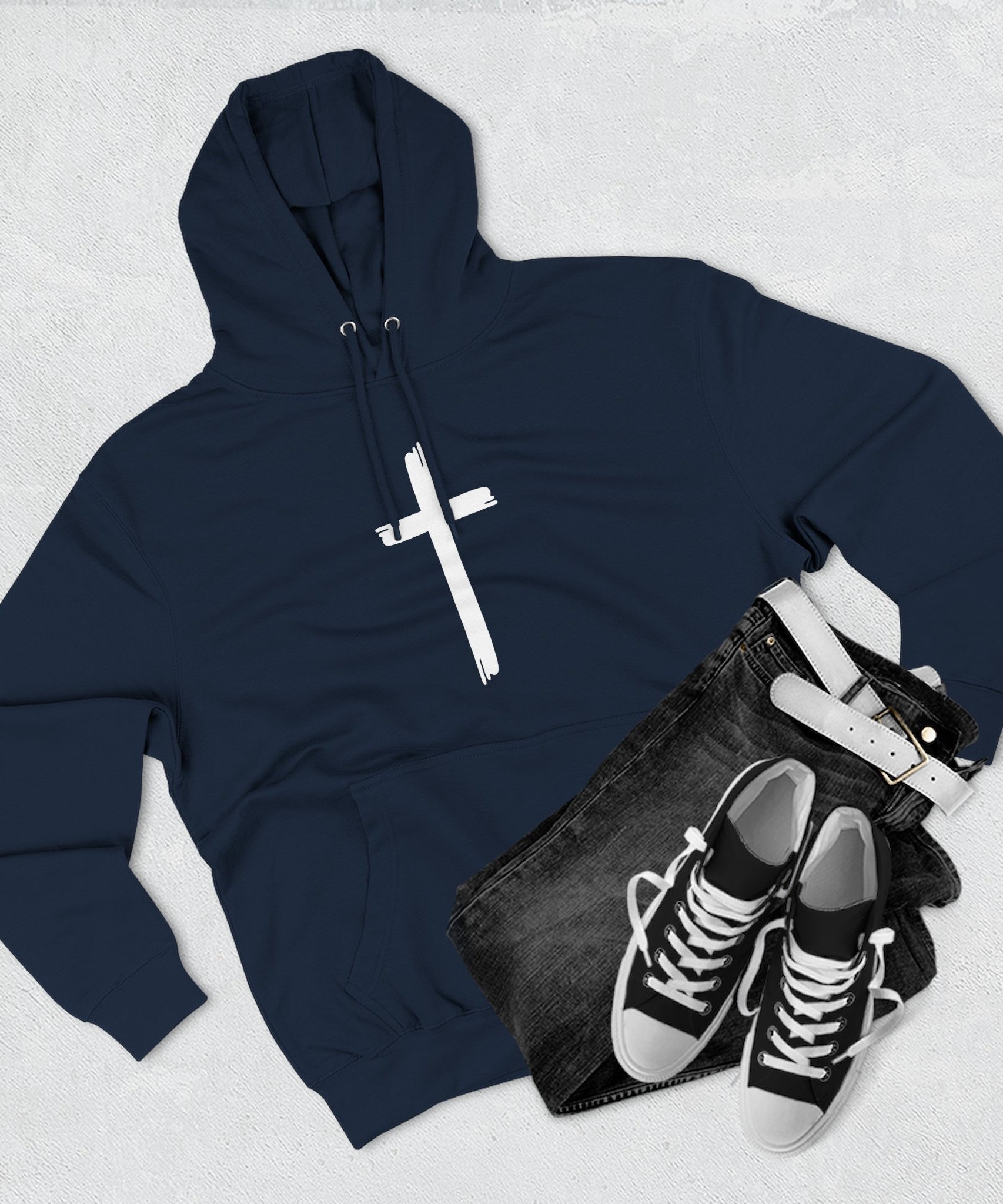Faith-Inspired Fleece Hoodie, Comfortable Hoodie, Spiritual Gift, Cross Design, Inspirational Fashion, Cozy & Stylish - Gallory Hive
