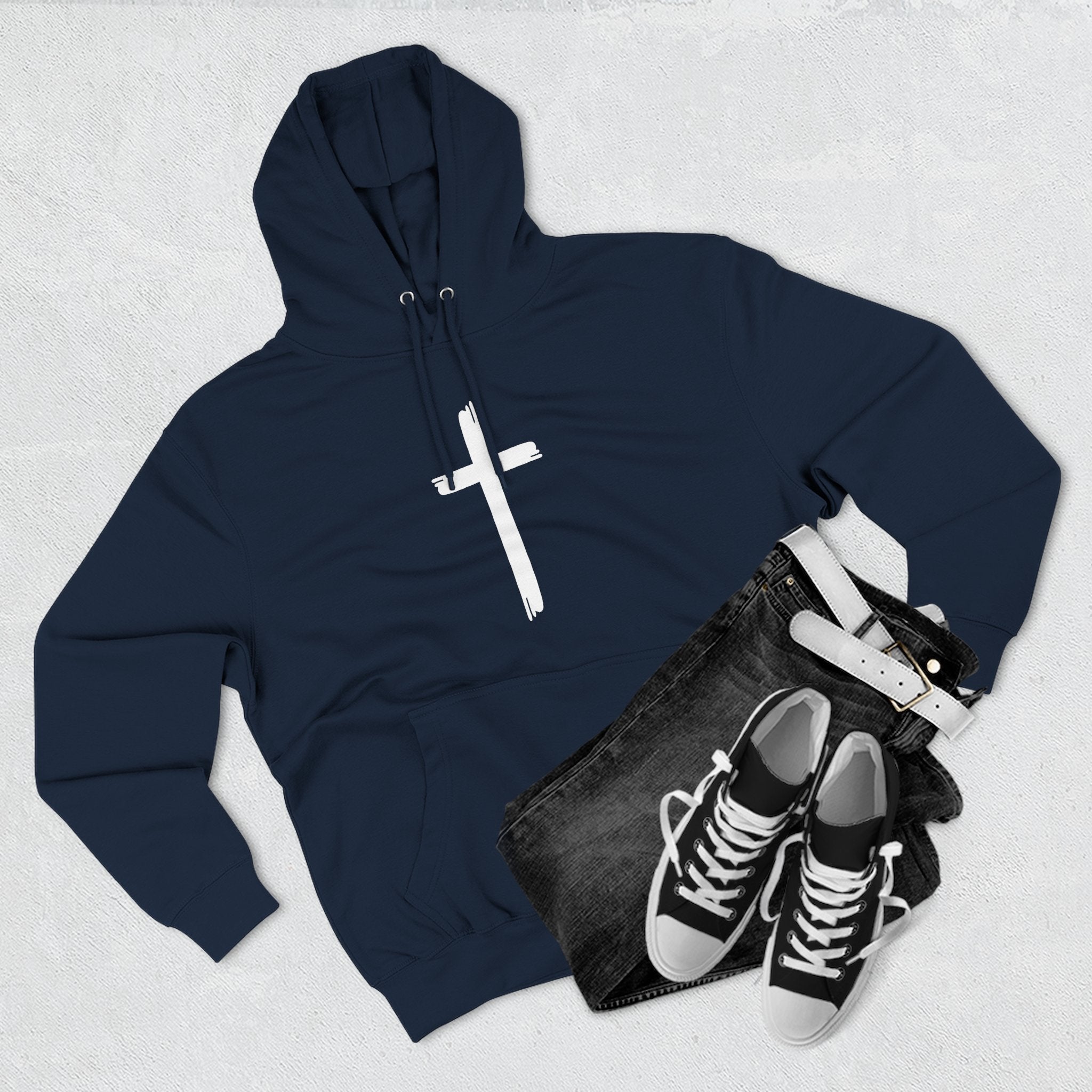 Faith-Inspired Fleece Hoodie, Comfortable Hoodie, Spiritual Gift, Cross Design, Inspirational Fashion, Cozy & Stylish