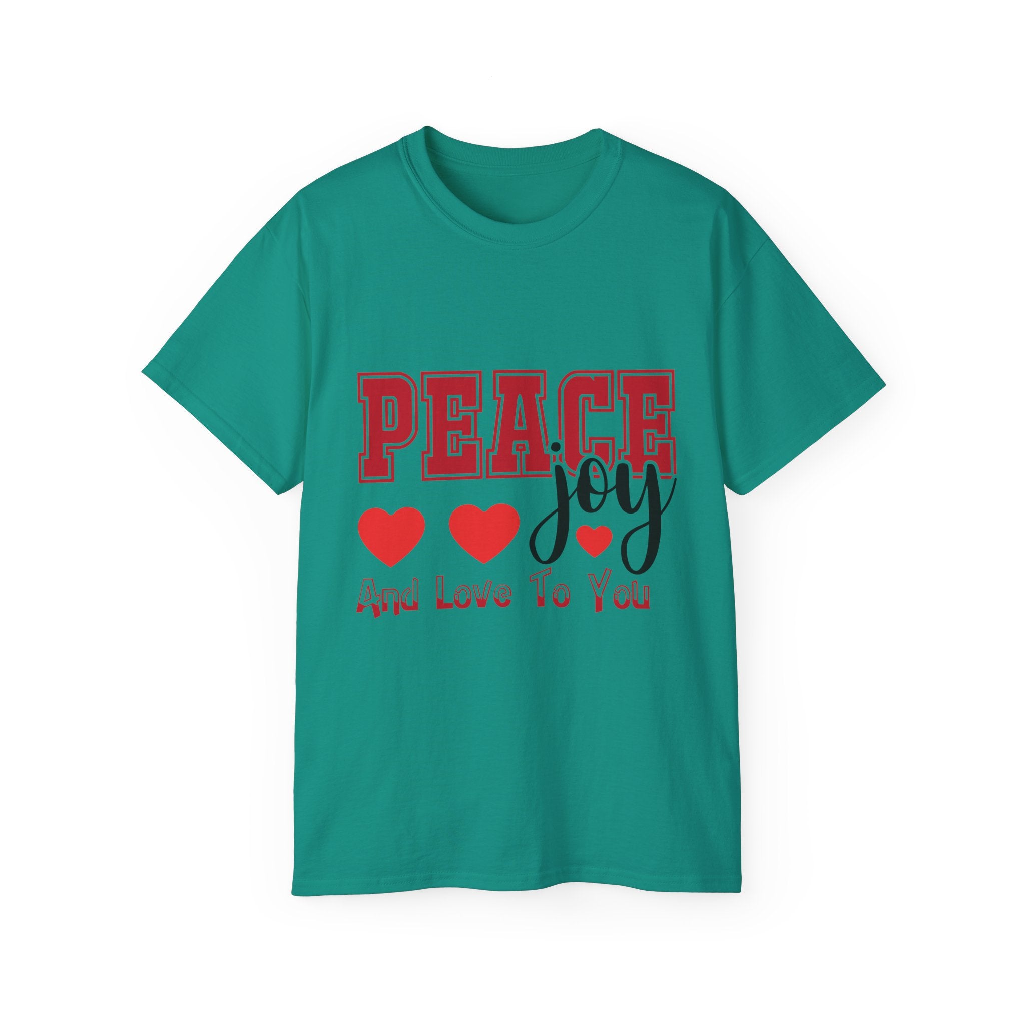 Peace, Joy & Love Retro Christmas T-Shirt | Gallory Hive
