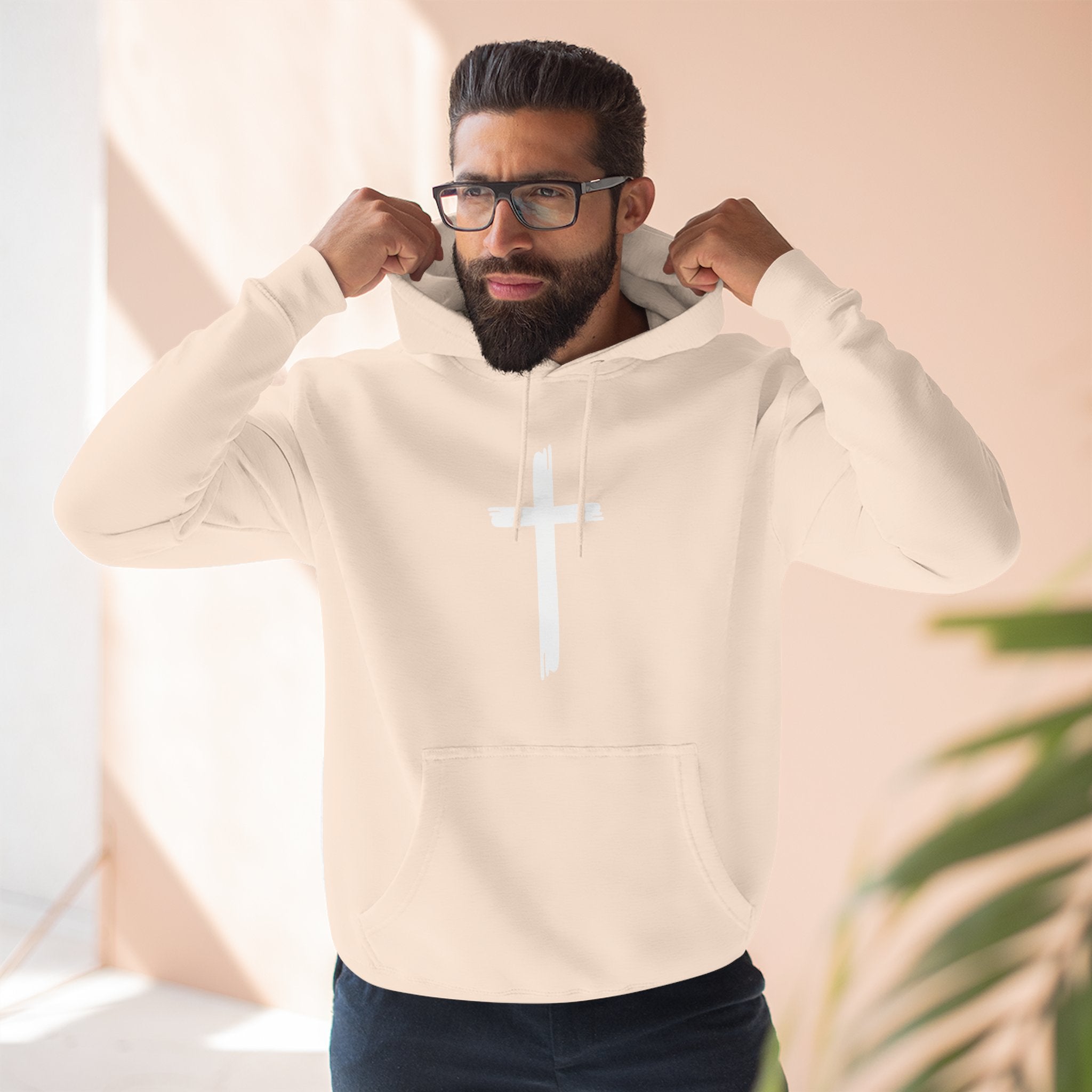 Faith-Inspired Fleece Hoodie, Comfortable Hoodie, Spiritual Gift, Cross Design, Inspirational Fashion, Cozy & Stylish