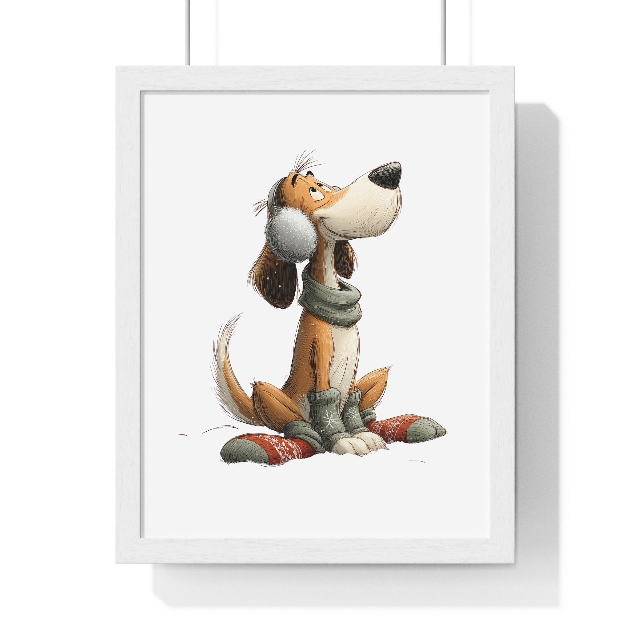 Winter Pup with Scarf & Earmuffs – Wooden Wall Frame Home Decor - Gallory Hive