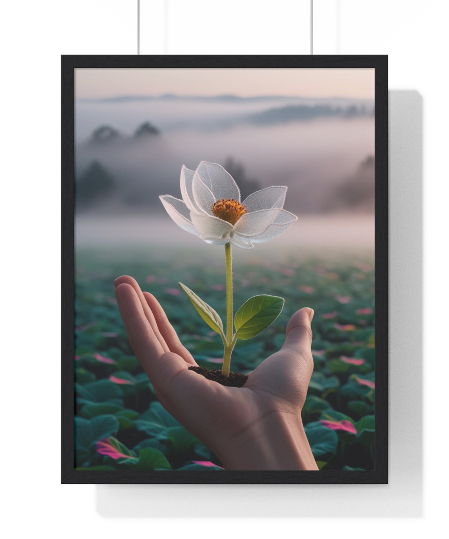 Framed Poster, Serene Floral Wall Art, Nature Print, Gift for Garden Lovers, Motivational Decor, Vertical Art Print - Gallory Hive