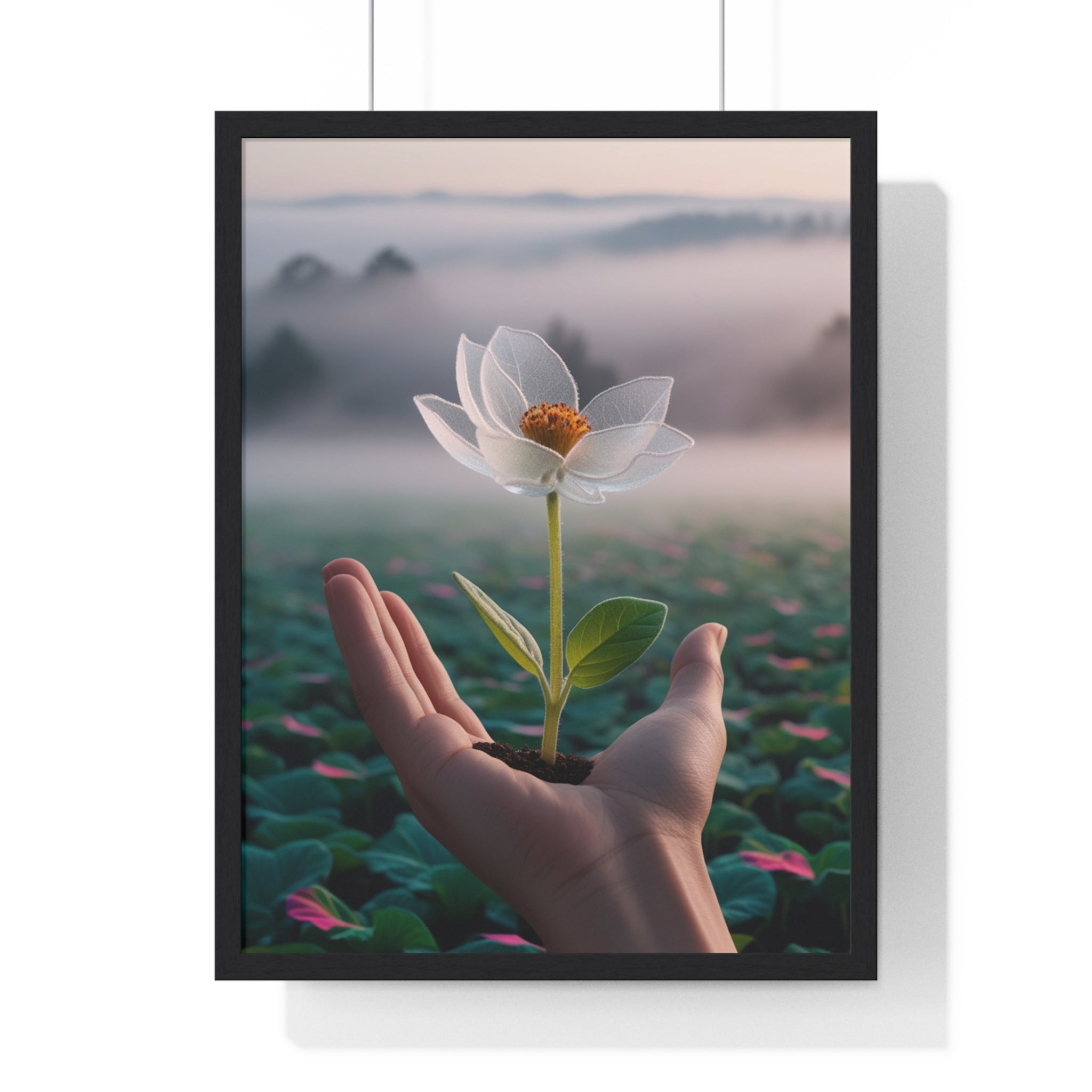 Framed Poster, Serene Floral Wall Art, Nature Print, Gift for Garden Lovers, Motivational Decor, Vertical Art Print