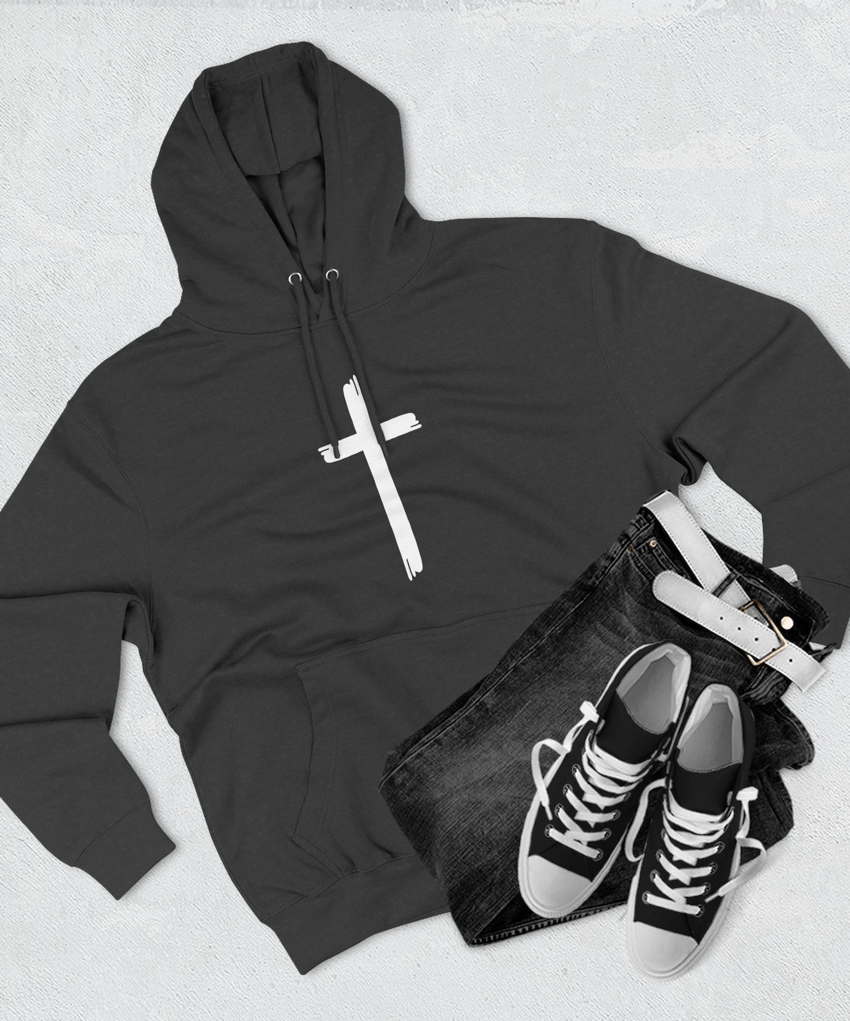Faith-Inspired Fleece Hoodie, Comfortable Hoodie, Spiritual Gift, Cross Design, Inspirational Fashion, Cozy & Stylish - Gallory Hive