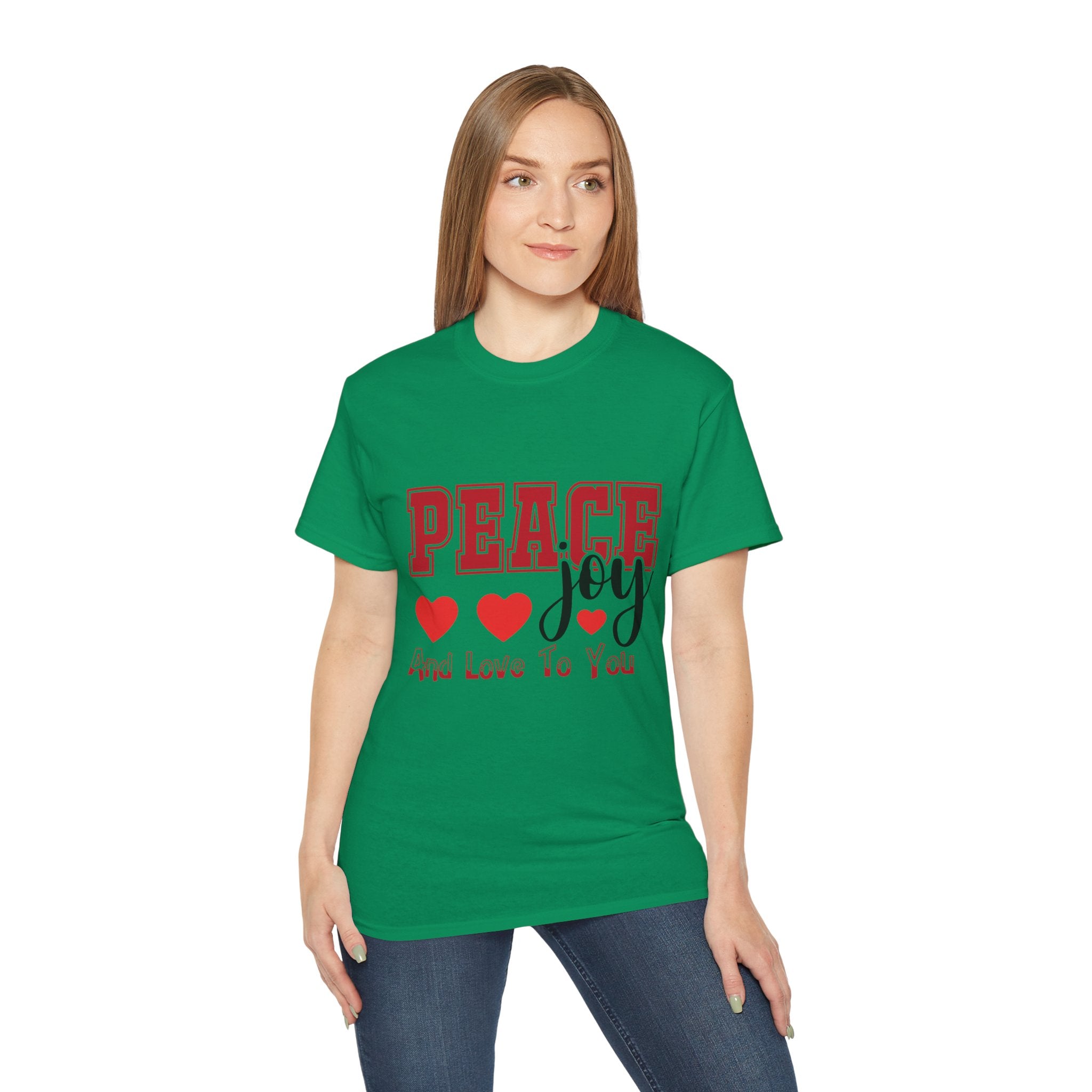 Peace, Joy & Love Retro Christmas T-Shirt | Gallory Hive