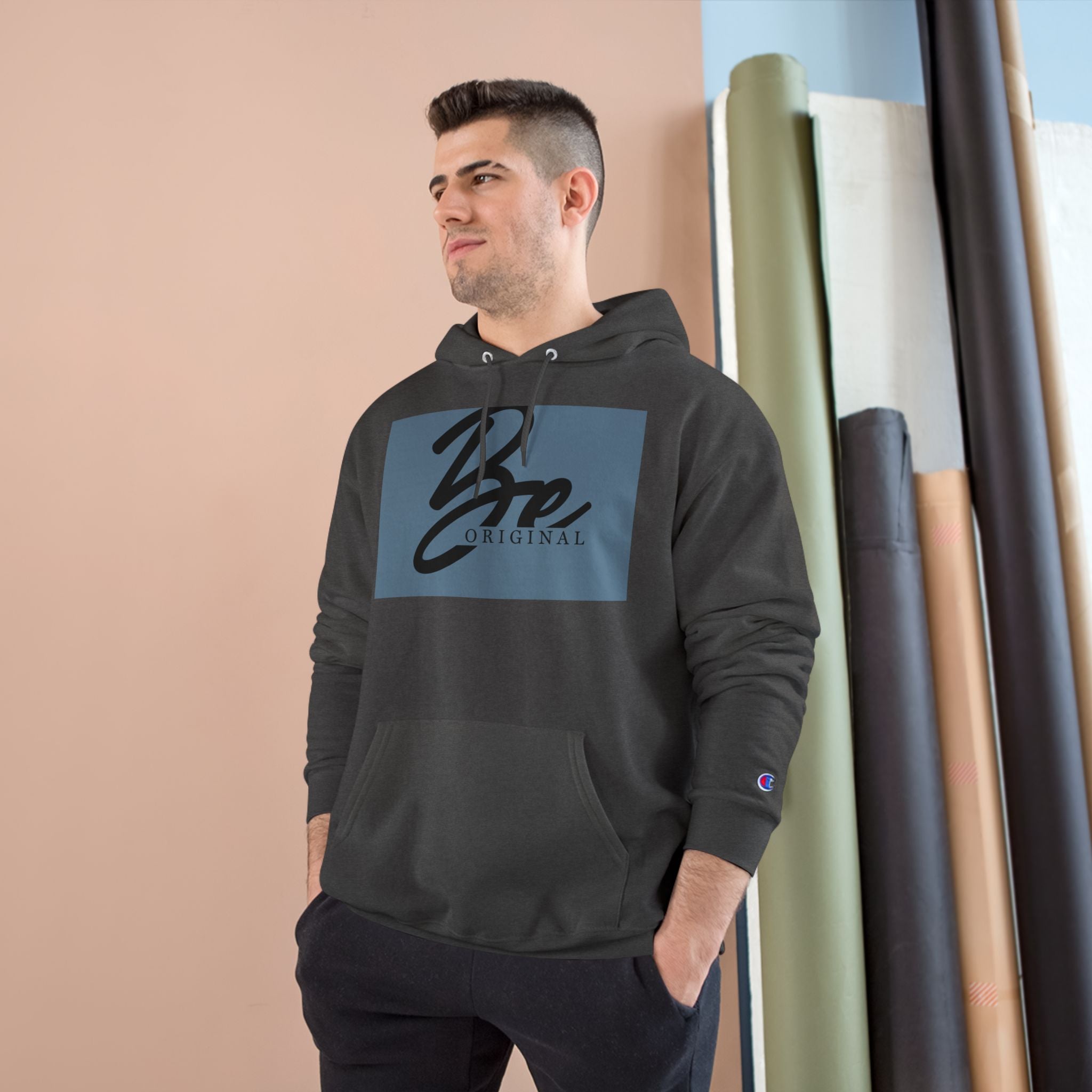Champion Hoodie - Be Original Minimalist Hand Sign Print