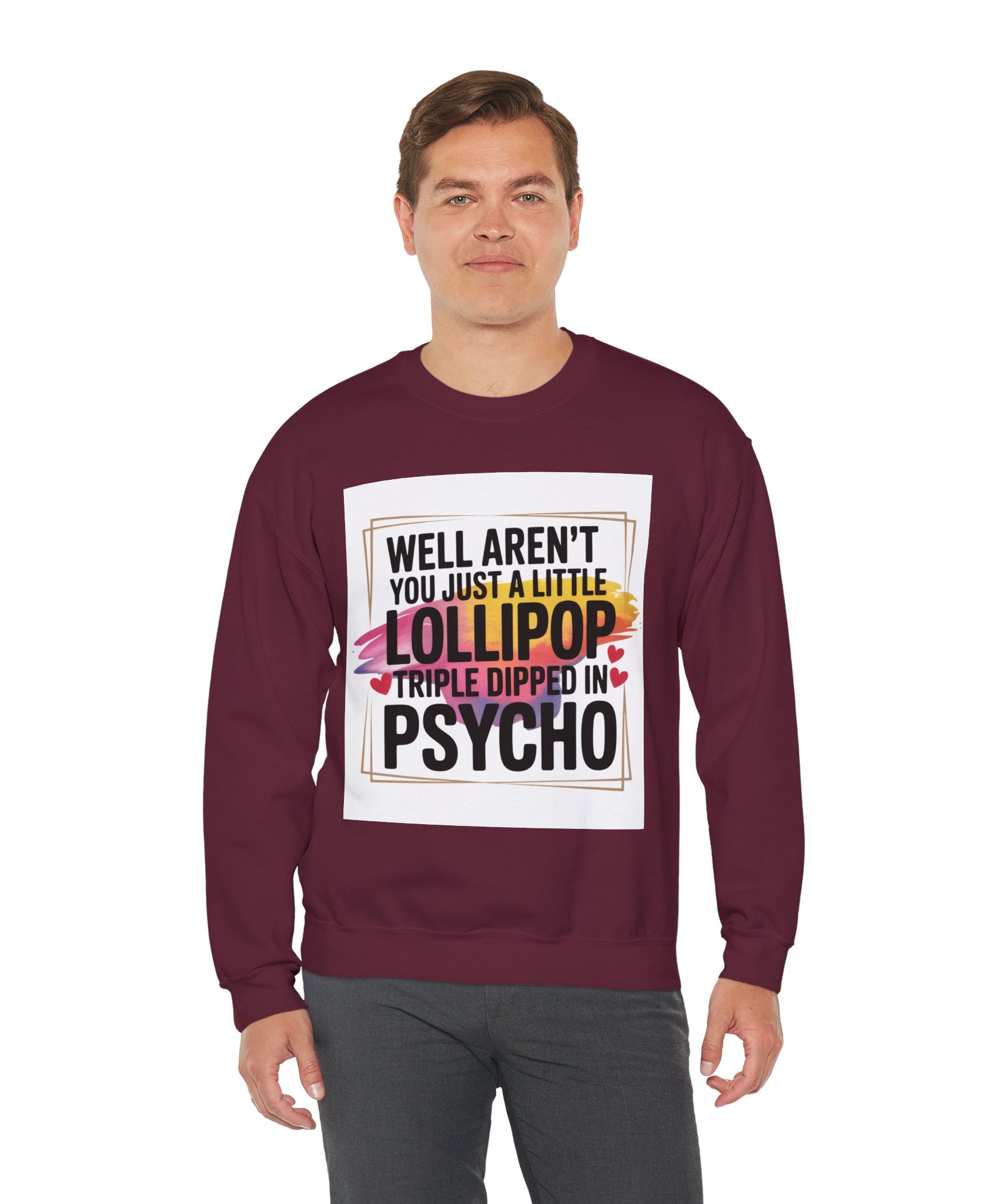 Psycho Lollipop Sweatshirt | Fun Casual Crewneck, Gift for Friends, Humor Apparel, Everyday Wear, Unique Fashion - Gallory Hive