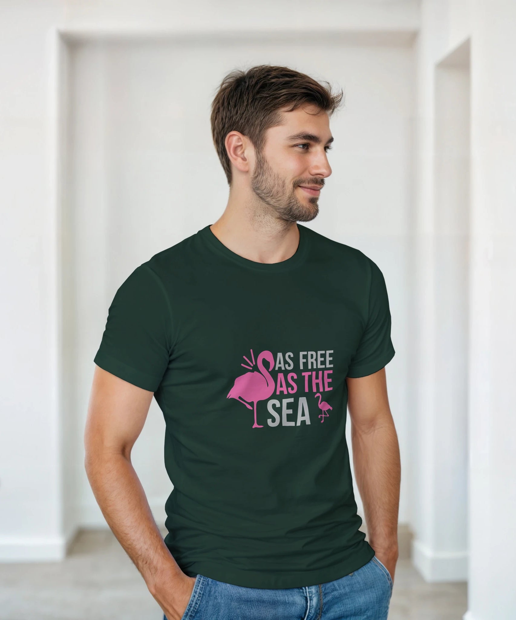 Unisex Tee – As Free As The Sea Flamingo | Gallory Hive