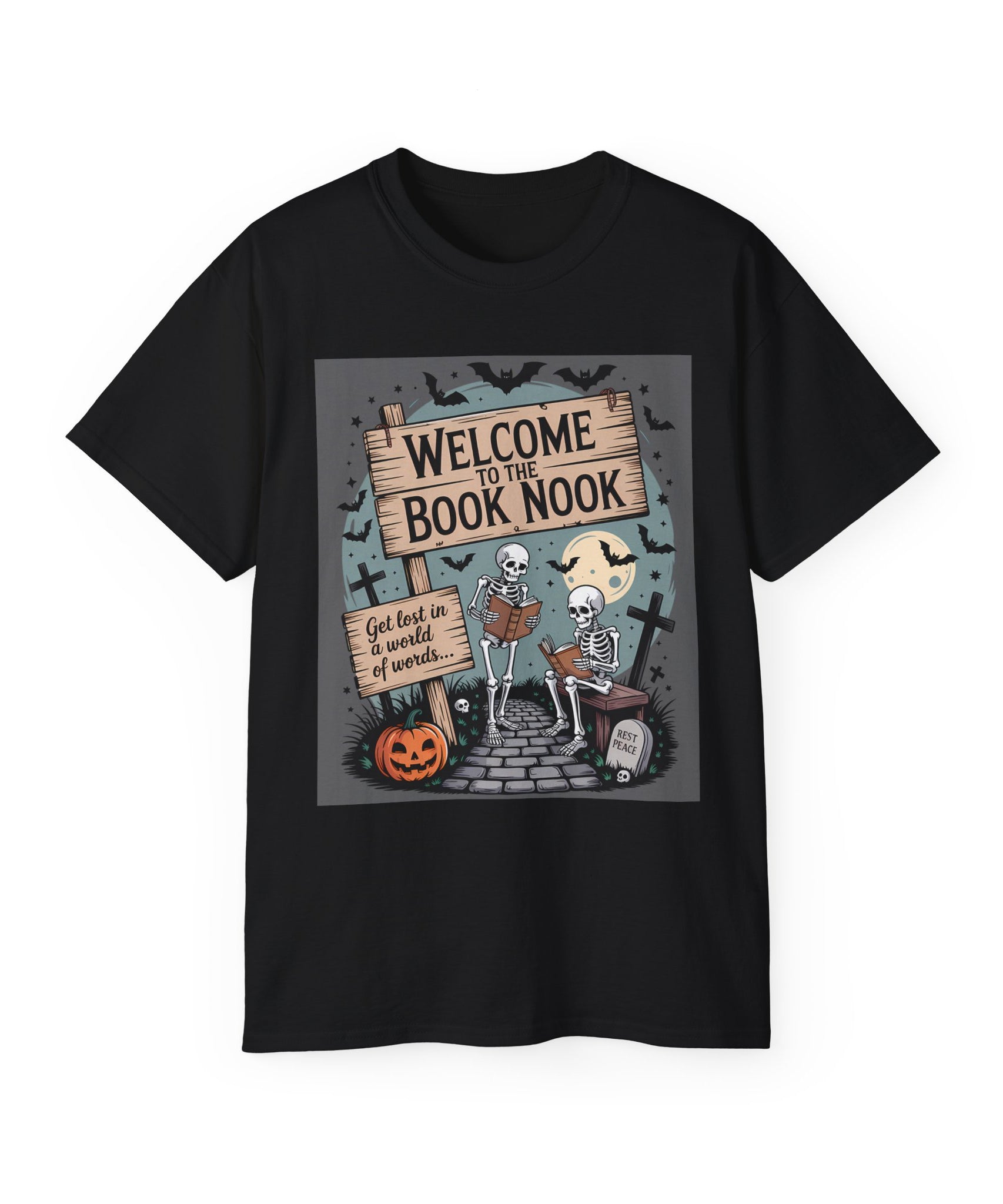 Welcome Book Nook Halloween Skeleton Tee