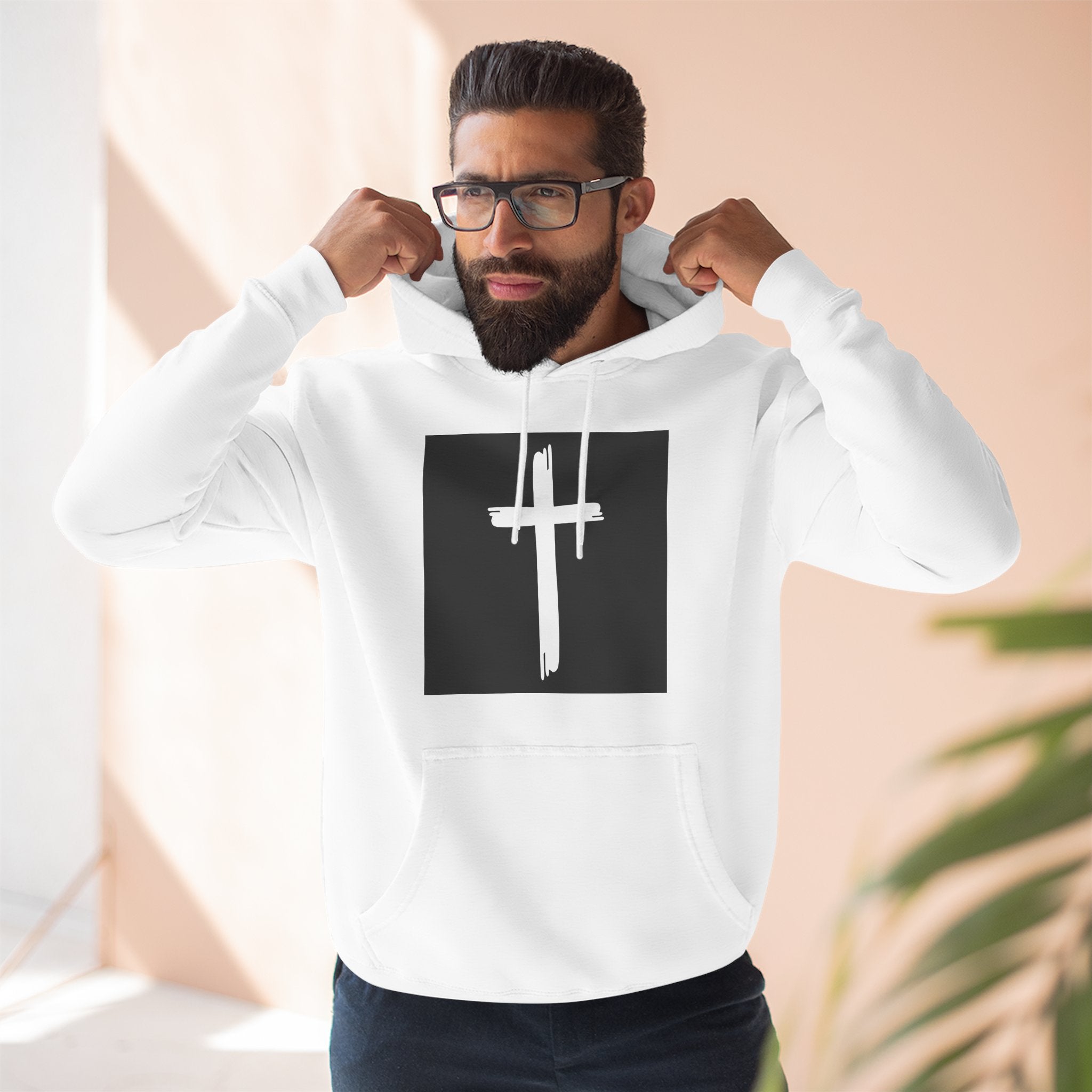Faith-Inspired Fleece Hoodie, Comfortable Hoodie, Spiritual Gift, Cross Design, Inspirational Fashion, Cozy & Stylish