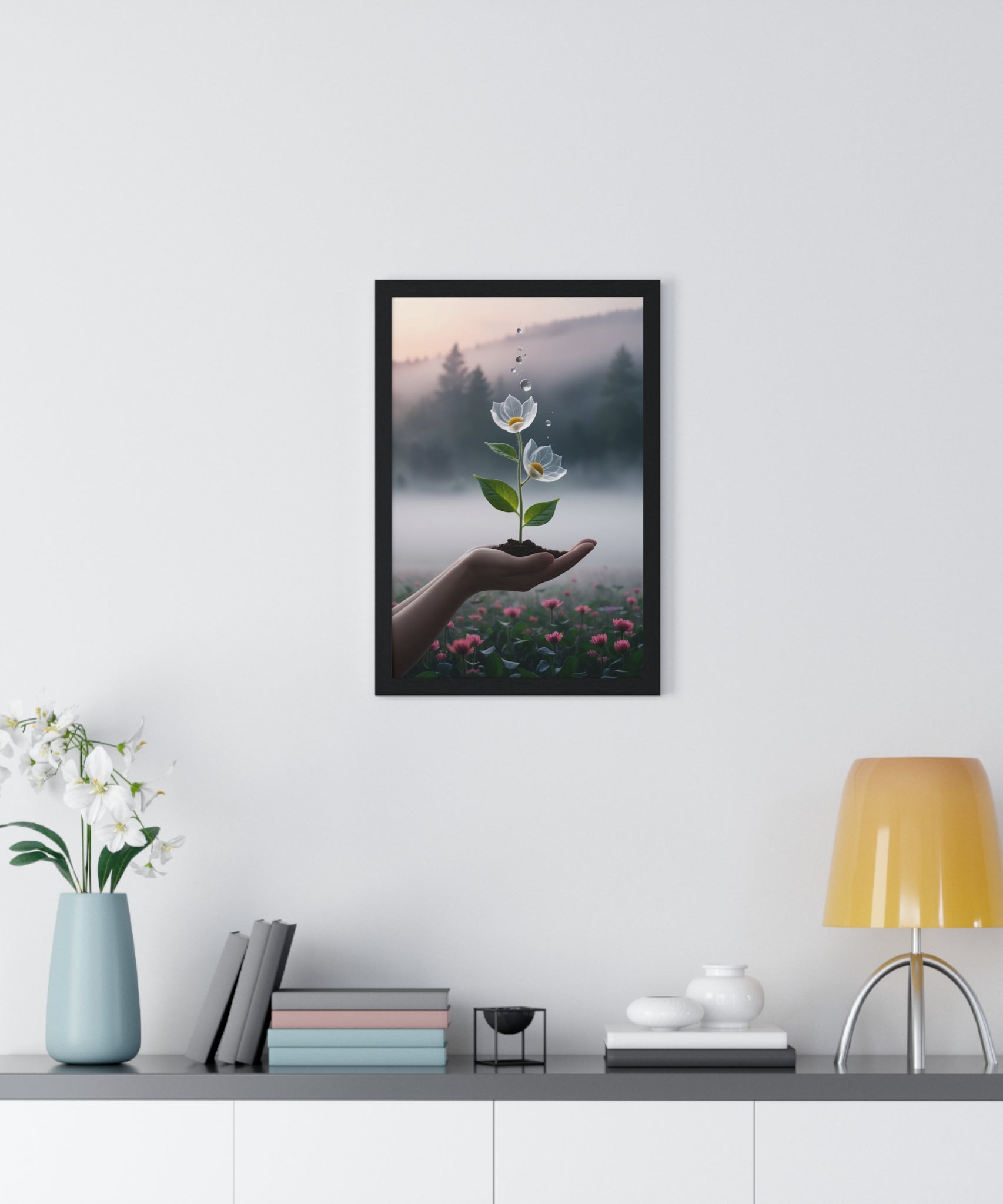 Vertical Framed Poster - Floral Growth Inspirational Wall Art, Botanical Decor, Nature Lovers Gift, Modern Aesthetic, Home Office Decoration - Gallory Hive
