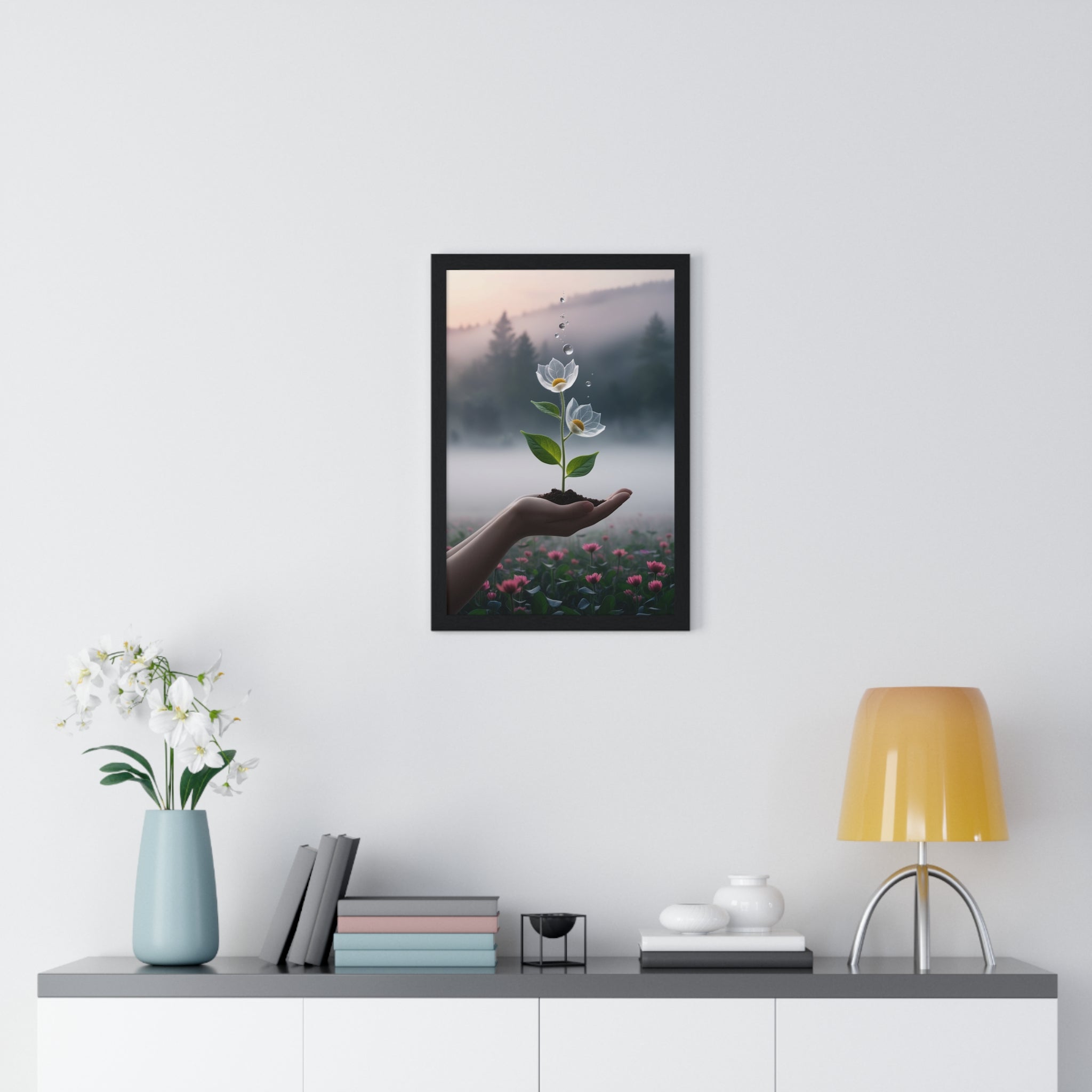 Vertical Framed Poster - Floral Growth Inspirational Wall Art, Botanical Decor, Nature Lovers Gift, Modern Aesthetic, Home Office Decoration - Gallory Hive