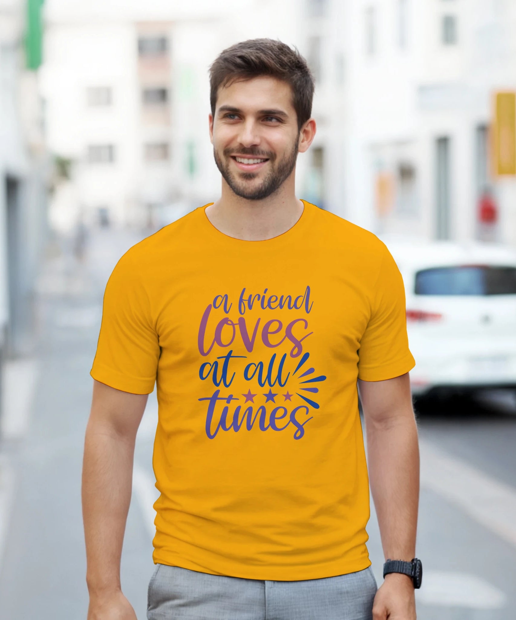 A Friend Loves Always – Unisex Minimalist Tee | Gallory hive
