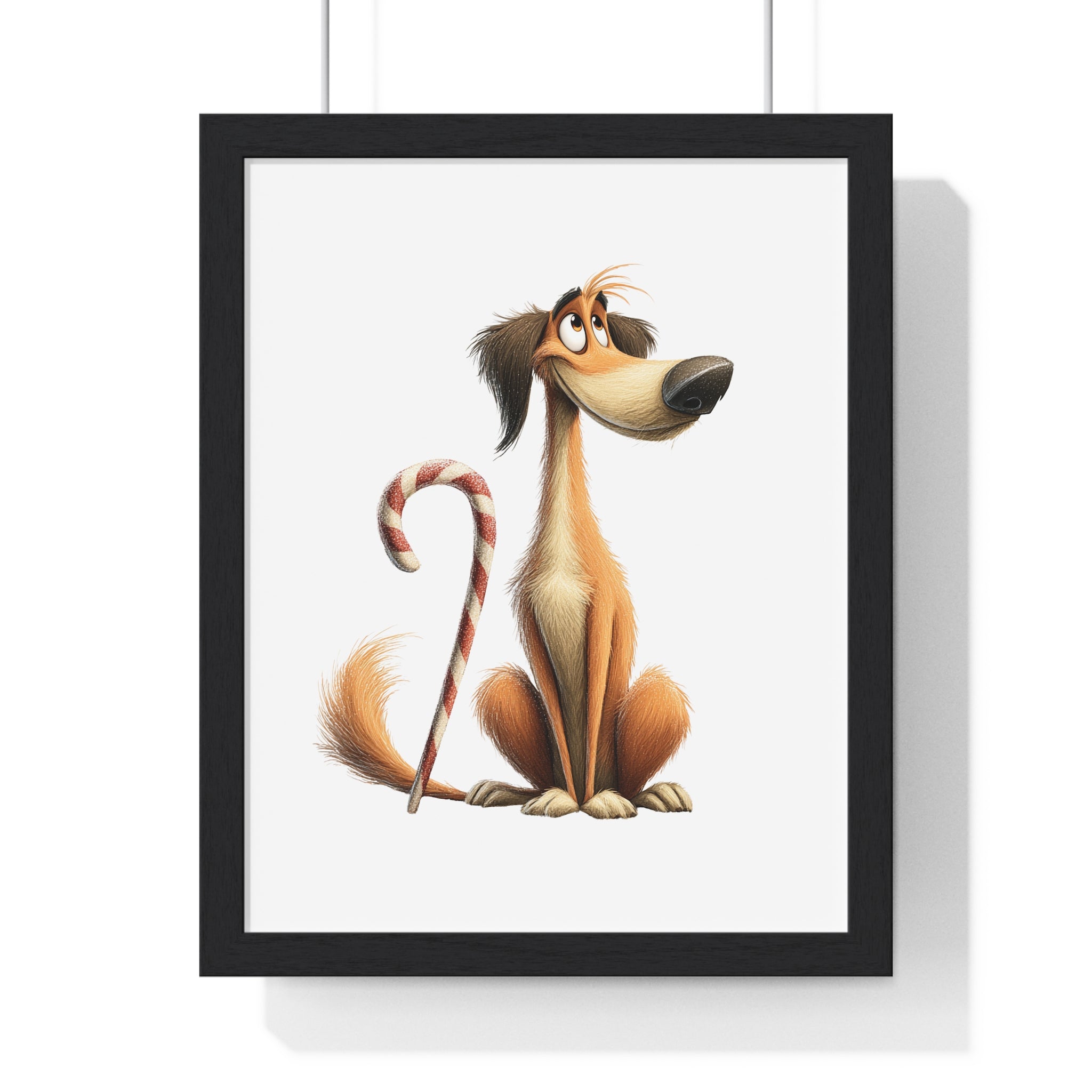 Candy Cane Pup – Framed Holiday Wall Art | Gallory Hive