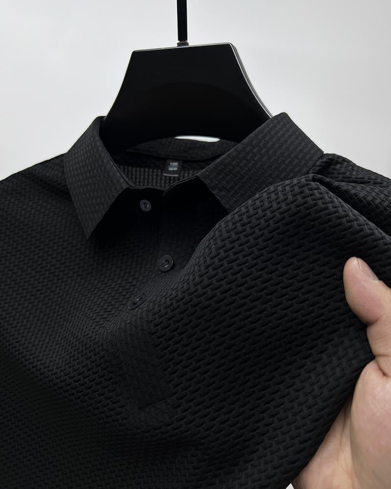 Men’s Textured Grey Polo Shirt – Modern Fit