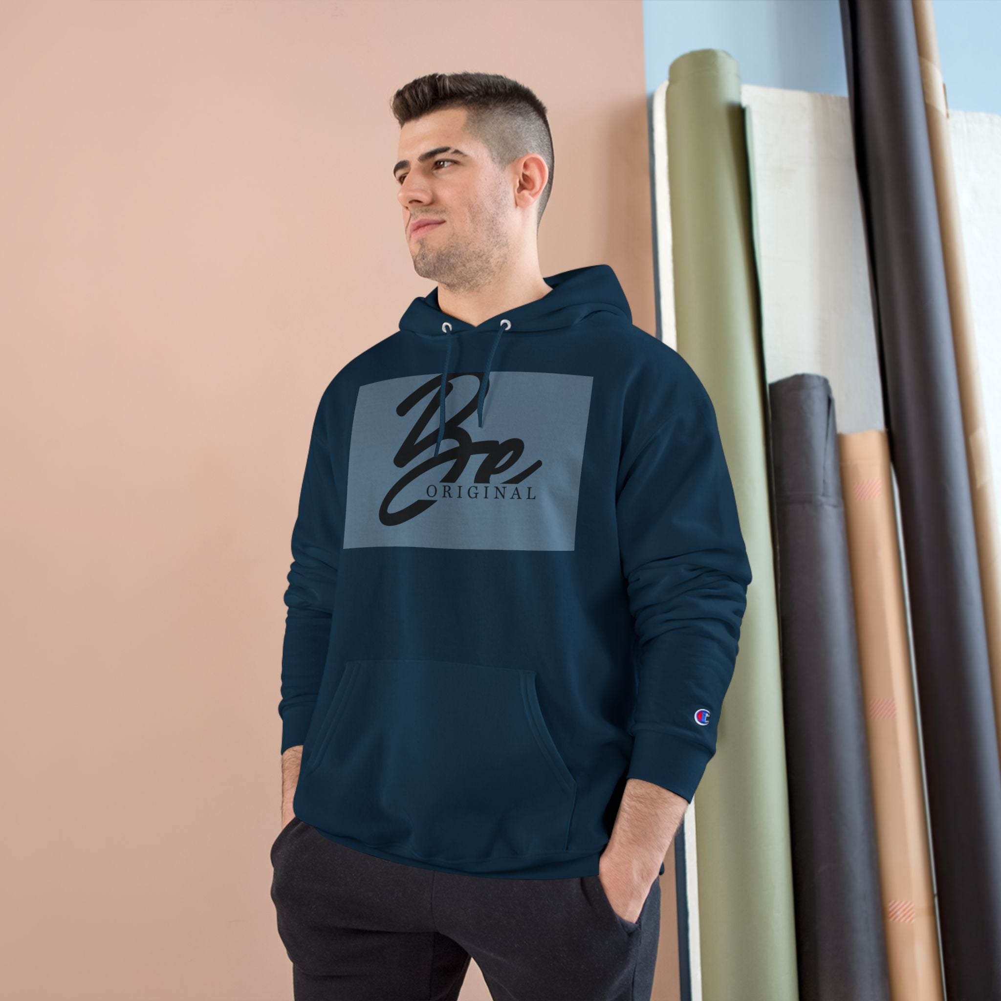 Champion Hoodie - Be Original Minimalist Hand Sign Print