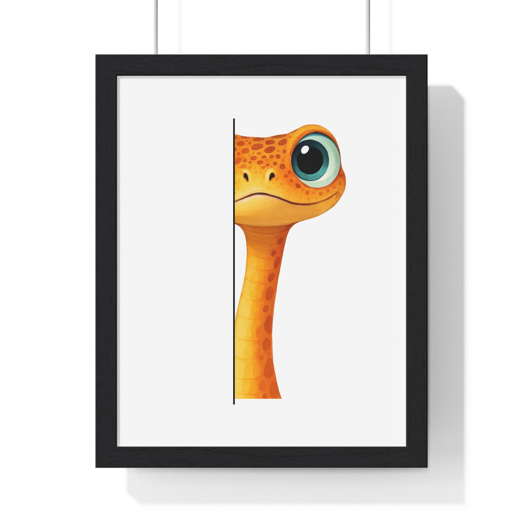 Wooden Frame Wall Decor with Cute Gecko Print