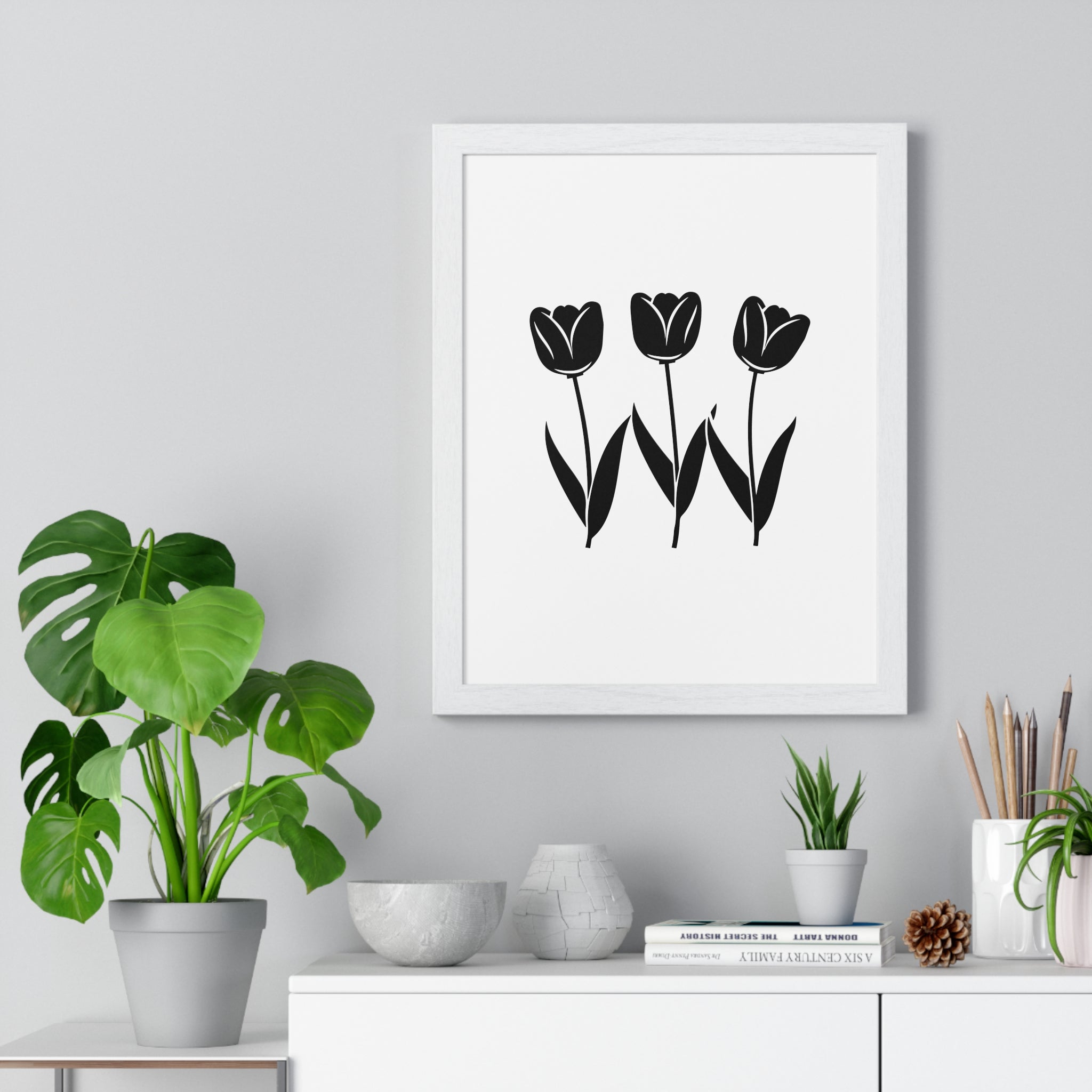 Wooden Frame Wall Art – Tulip Garden Print