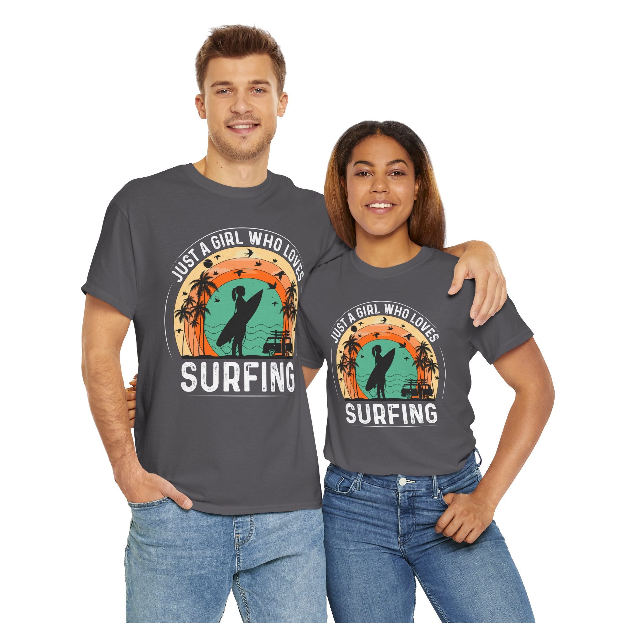 Beach Girl Surfing Retro Tee