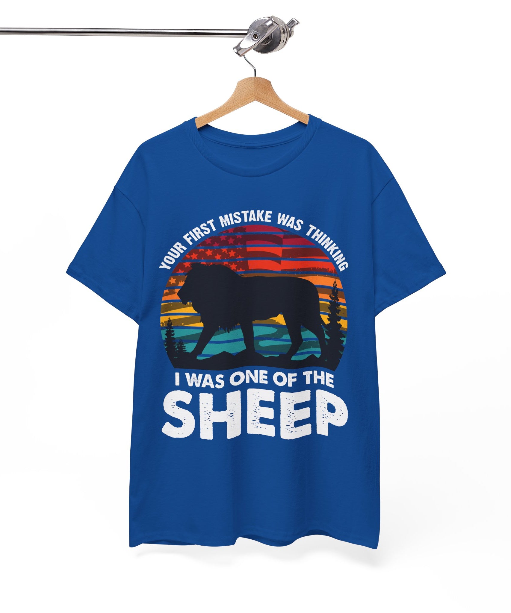 Bold Lion Tee with USA Flag Sunset | Gallory Hive