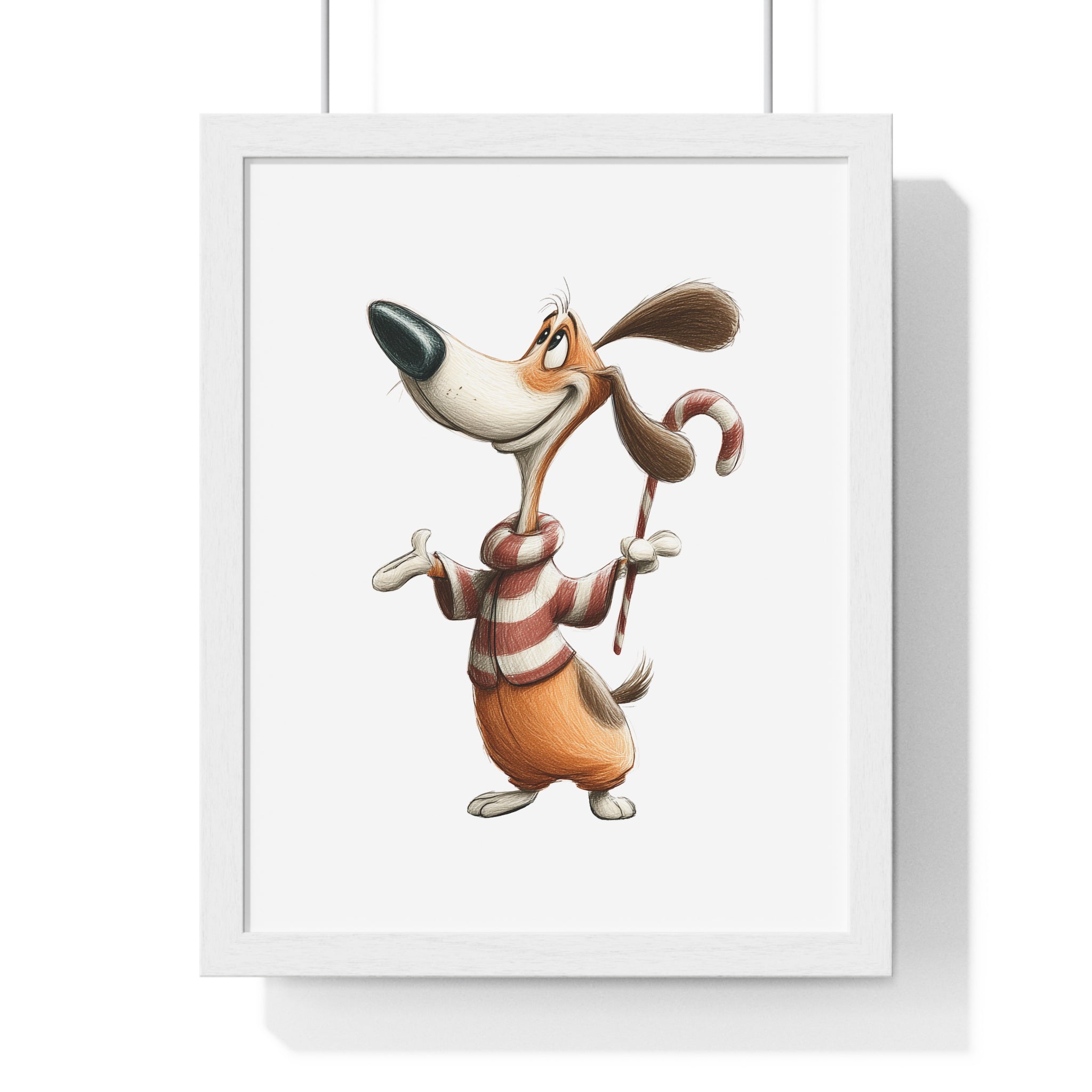 Candy Cane Cheer Pup – Framed Wooden Wall Art - Gallory Hive