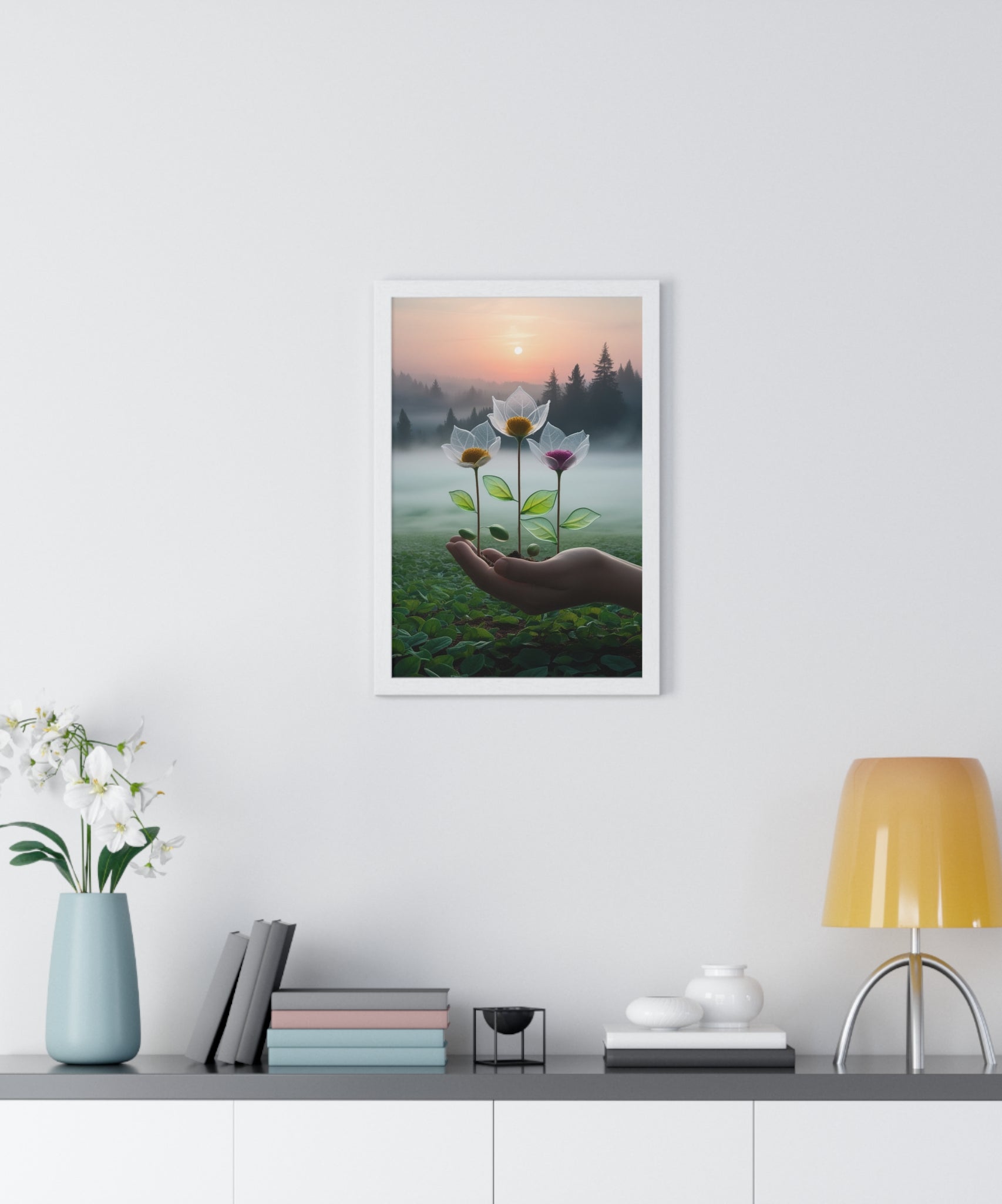 Nature Botanical Vertical Framed Poster, Serene Floral Wall Art, Inspirational Home Decor, Botanical Print, Gift for Garden Lovers - Gallory Hive