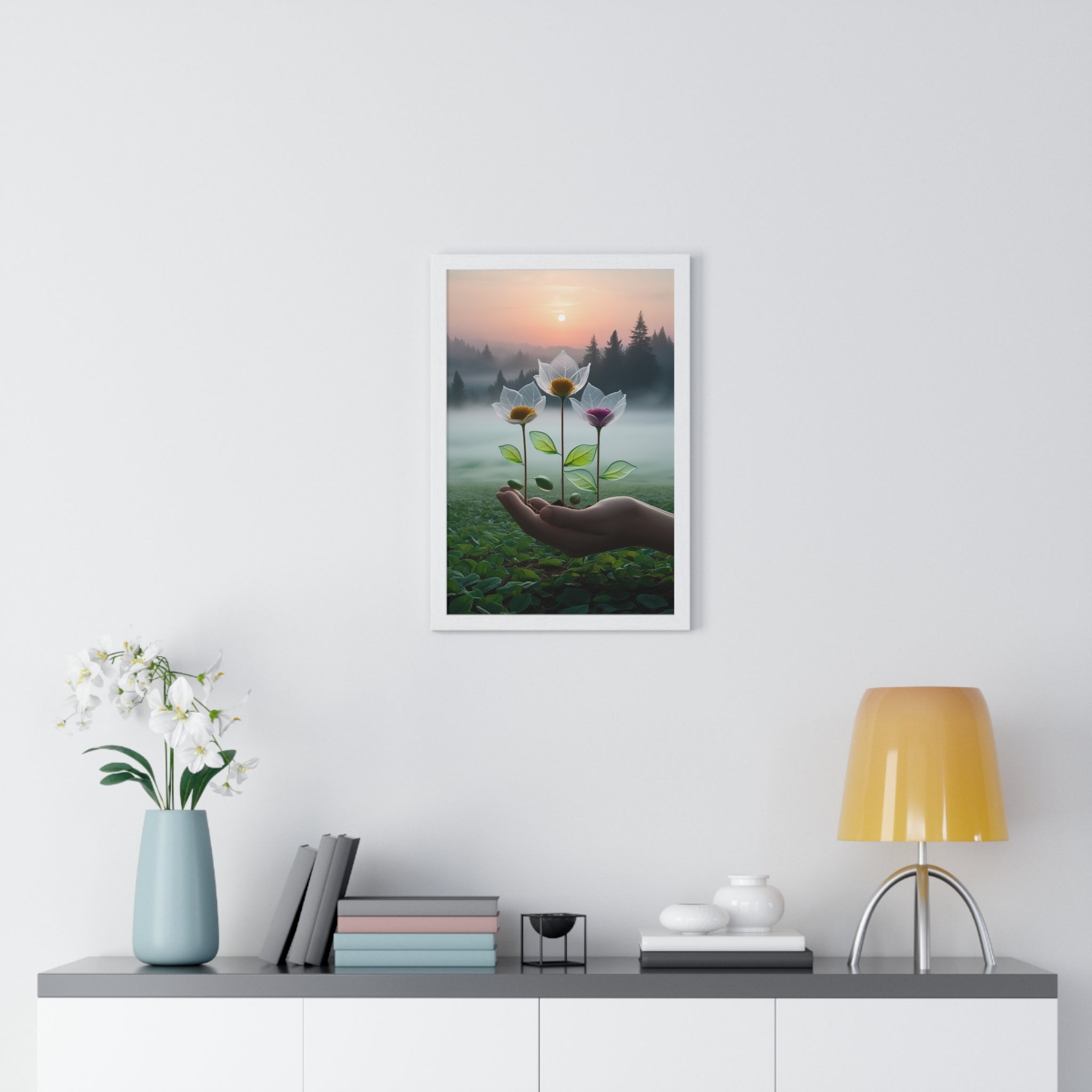 Nature Botanical Vertical Framed Poster, Serene Floral Wall Art, Inspirational Home Decor, Botanical Print, Gift for Garden Lovers