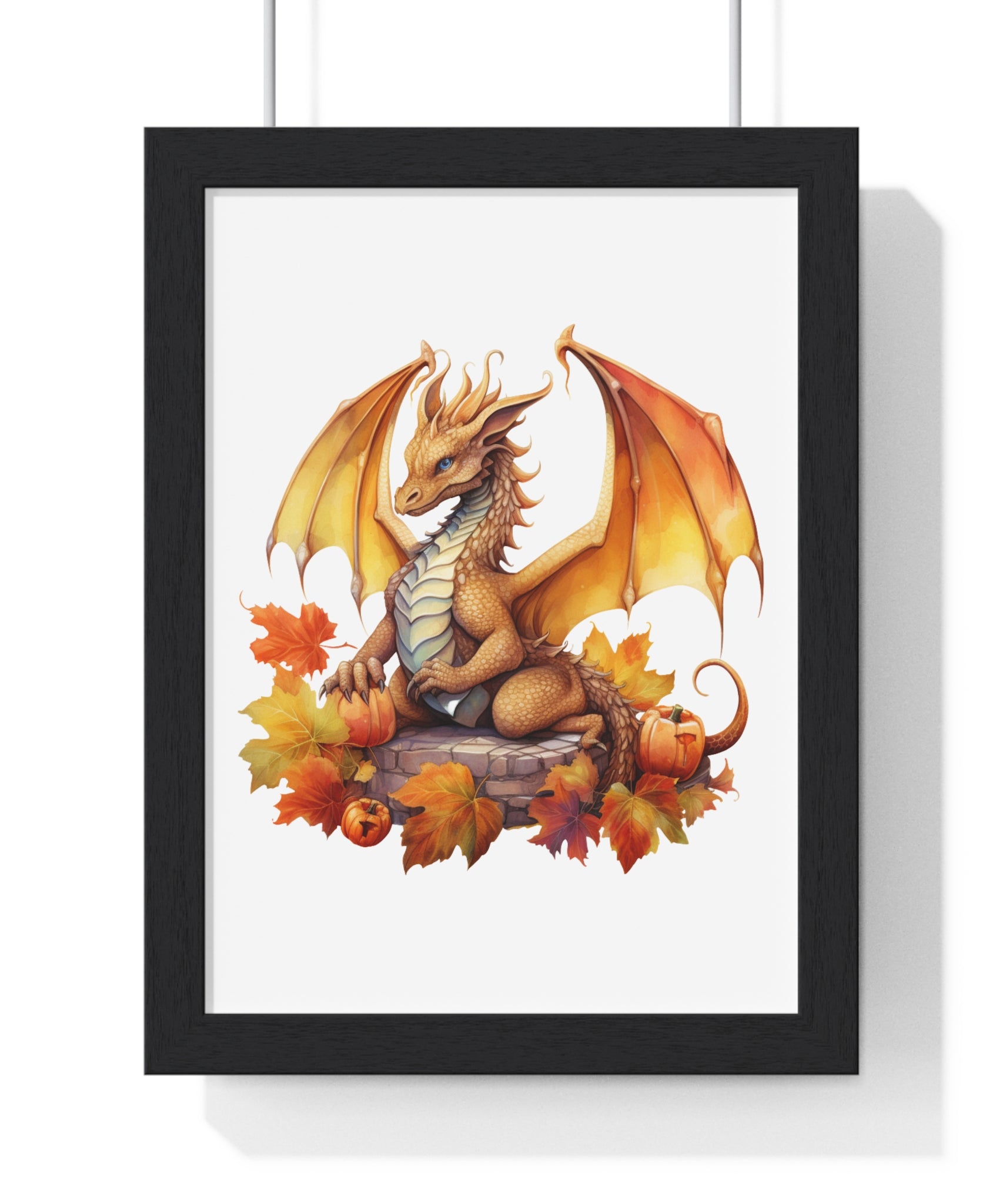 Autumn Dragon Wall Art – Fantasy Fall Decor with Pumpkins