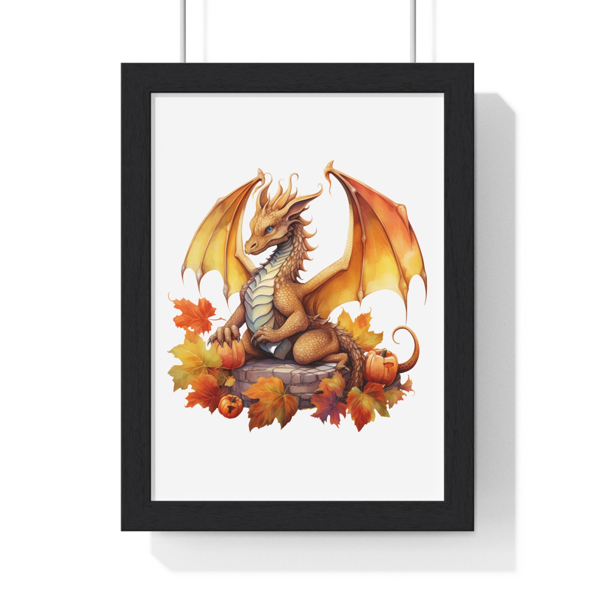 Autumn Dragon Wall Art – Fantasy Fall Decor with Pumpkins